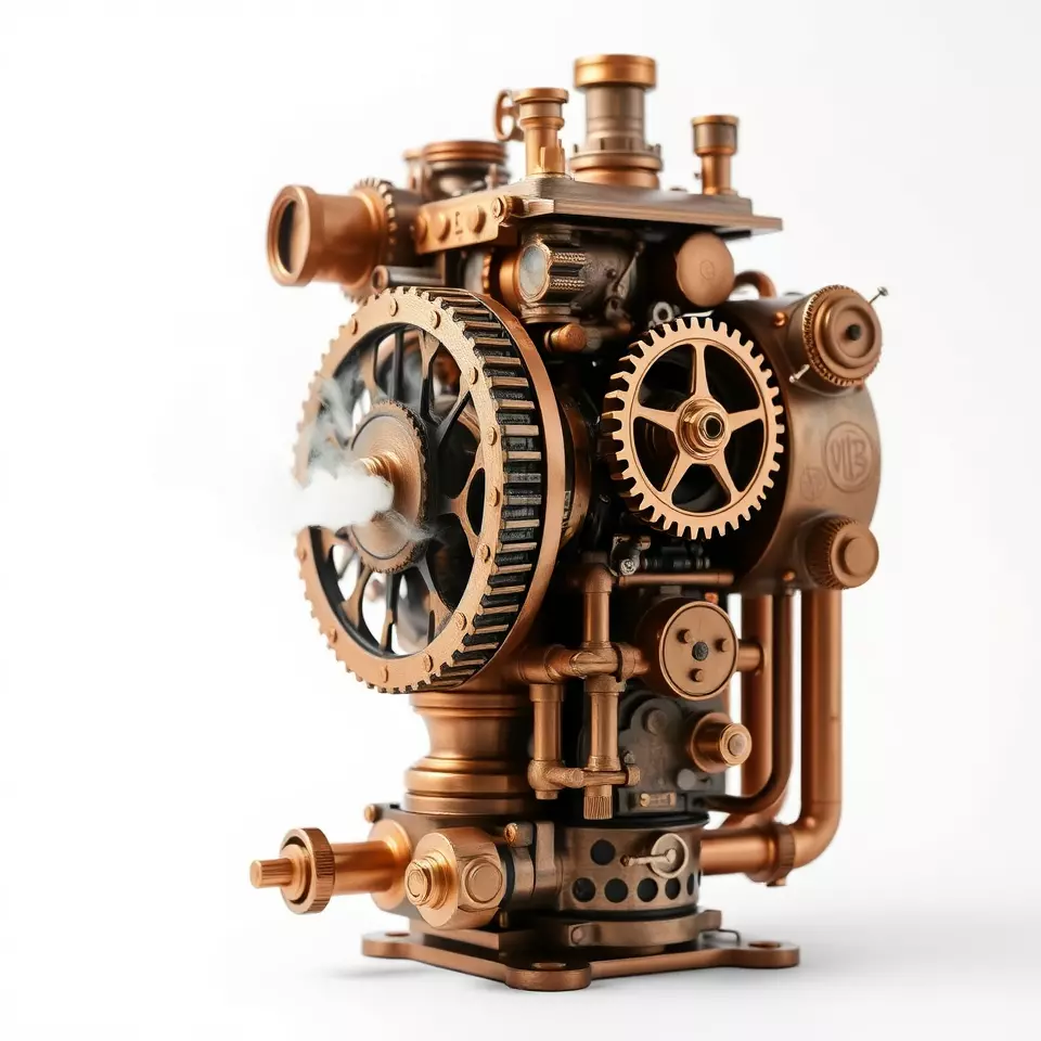 Steampunk Engine Model Pack with Intricate Detailing Low-poly 3D model_3