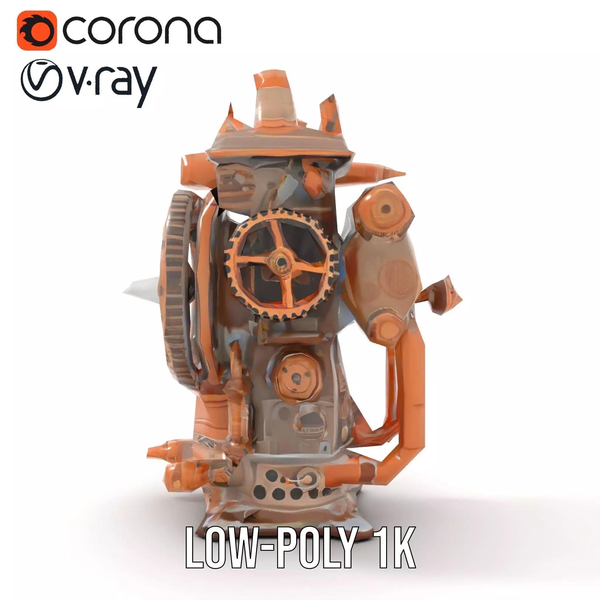 Steampunk Engine Model Pack with Intricate Detailing Low-poly 3D model_23