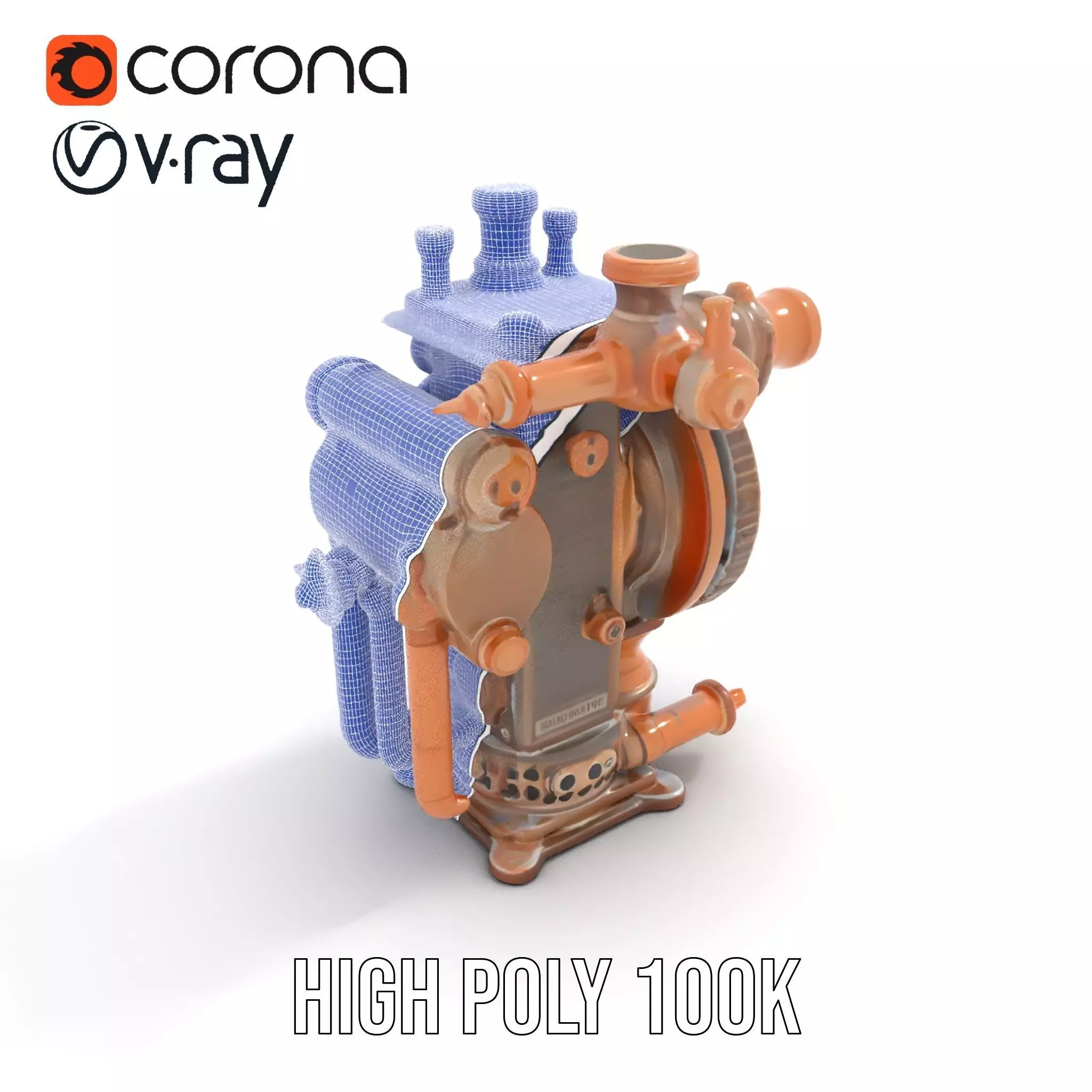 Steampunk Engine Model Pack with Intricate Detailing Low-poly 3D model_35