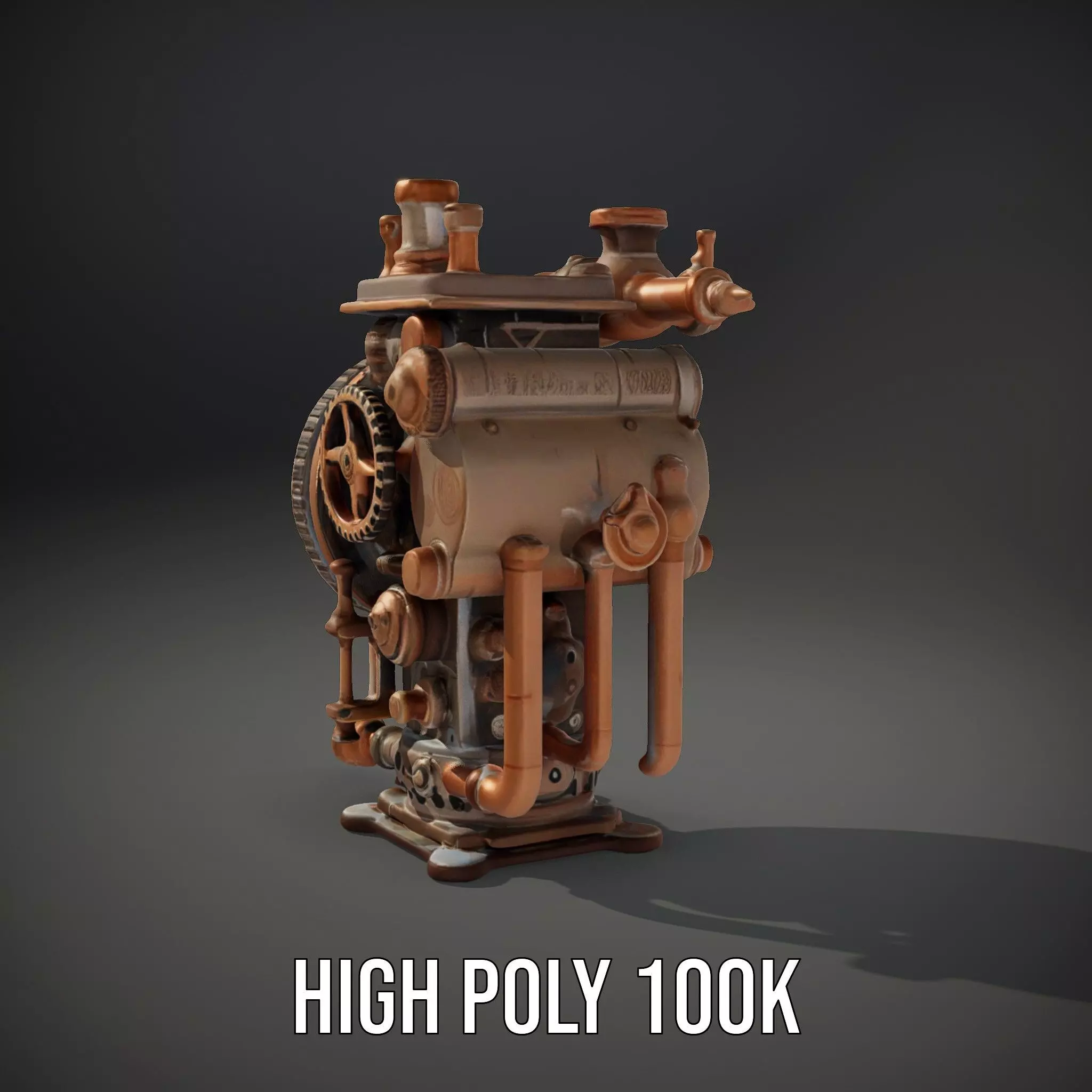 Steampunk Engine Model Pack with Intricate Detailing Low-poly 3D model_9