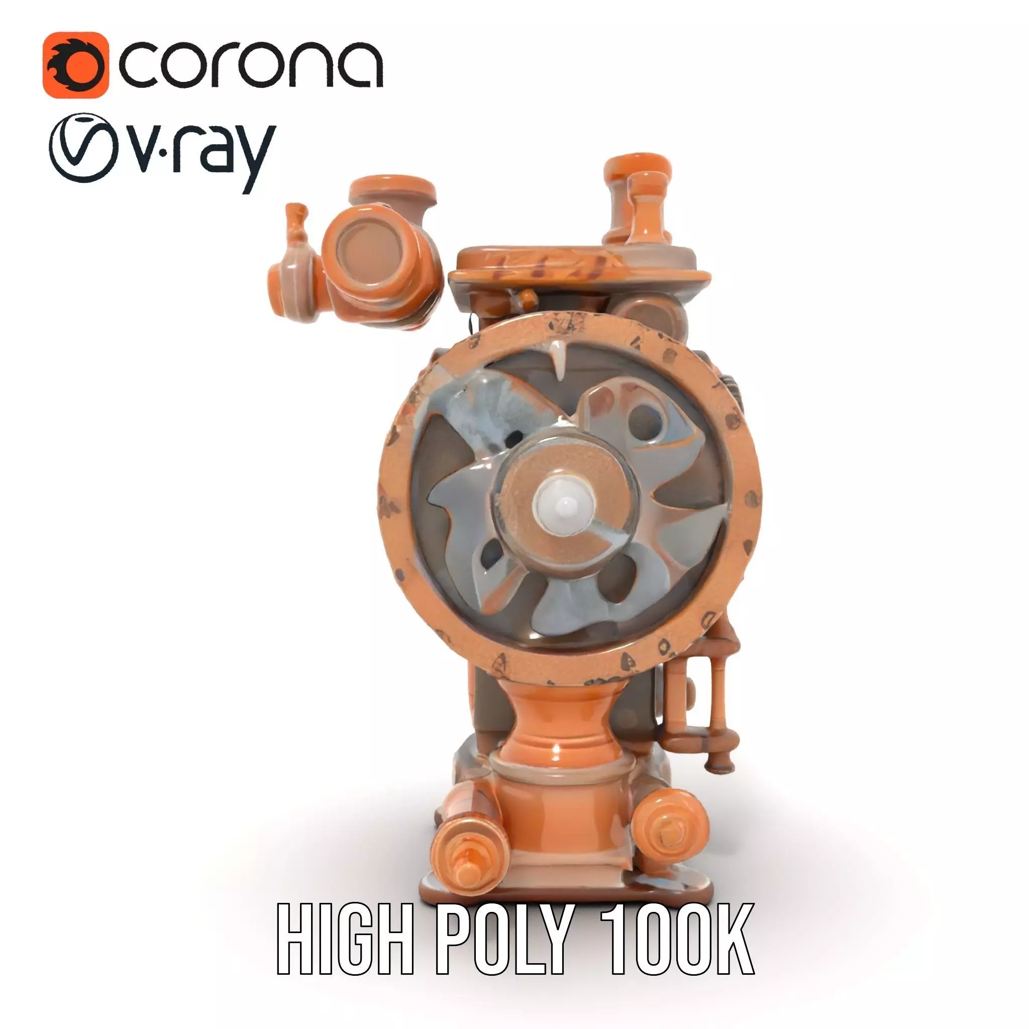 Steampunk Engine Model Pack with Intricate Detailing Low-poly 3D model_24