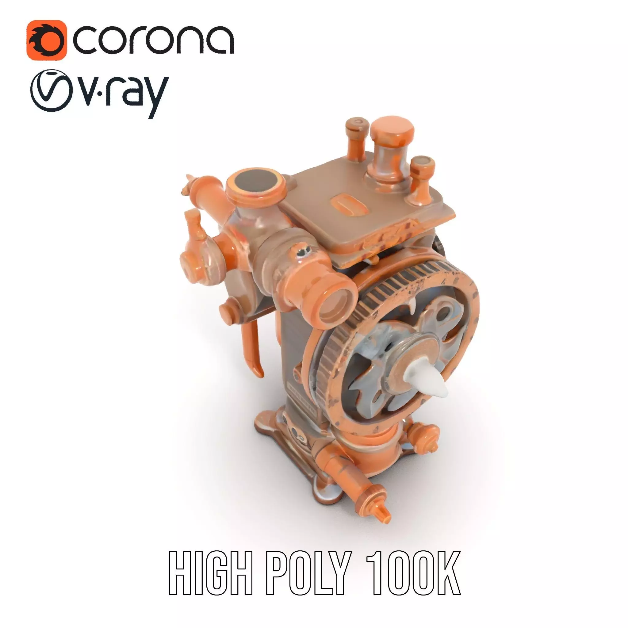 Steampunk Engine Model Pack with Intricate Detailing Low-poly 3D model_27