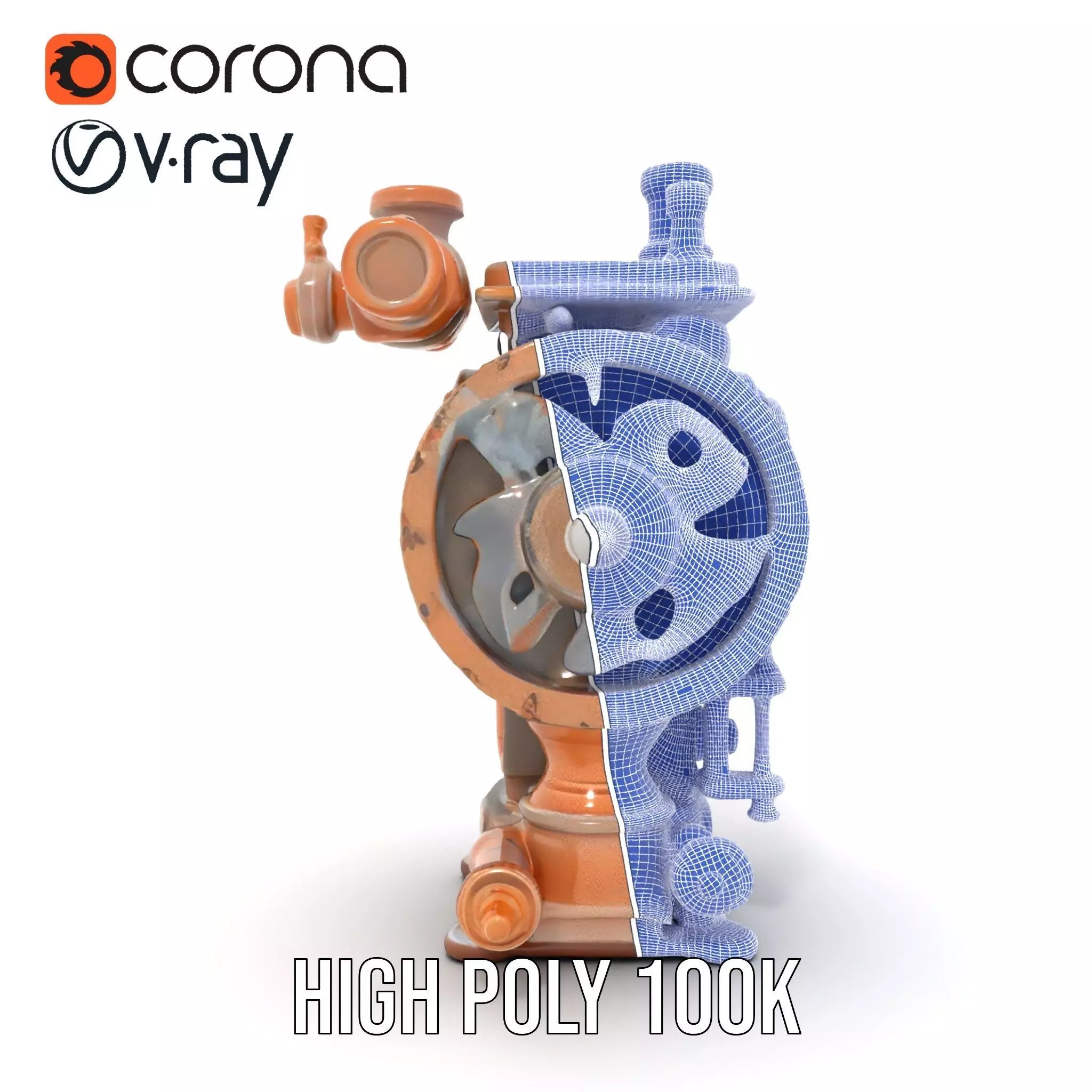 Steampunk Engine Model Pack with Intricate Detailing Low-poly 3D model_30