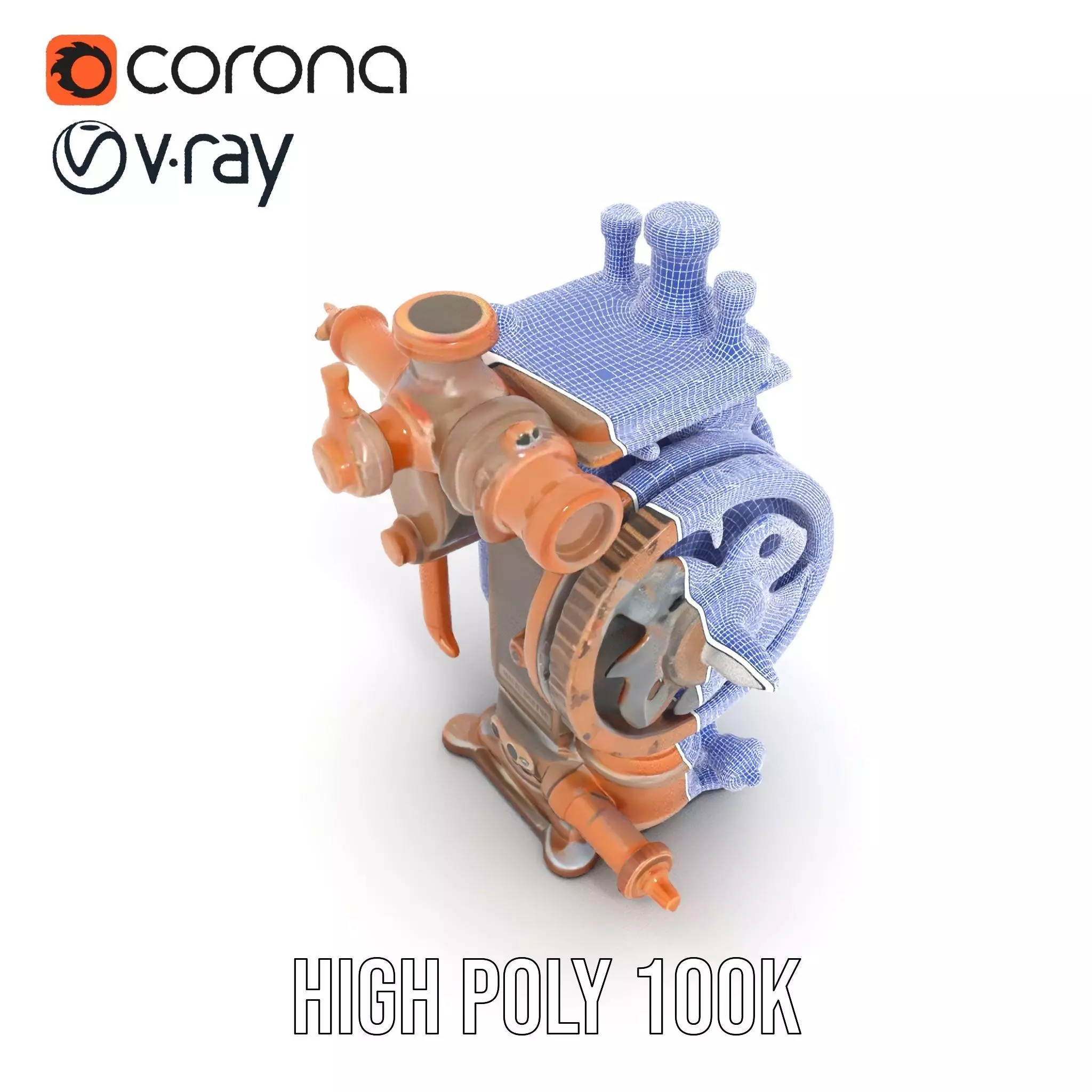 Steampunk Engine Model Pack with Intricate Detailing Low-poly 3D model_34