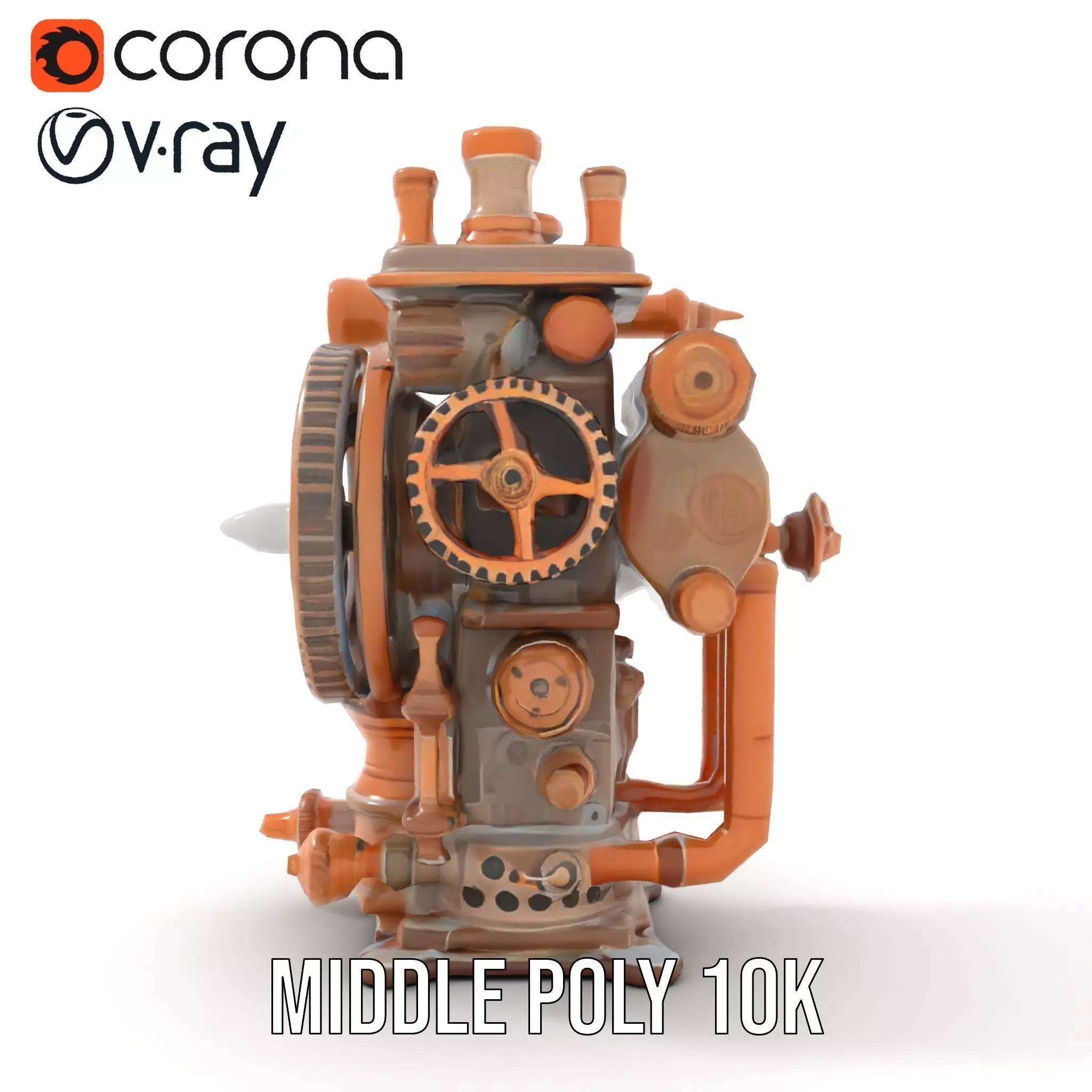 Steampunk Engine Model Pack with Intricate Detailing Low-poly 3D model_6