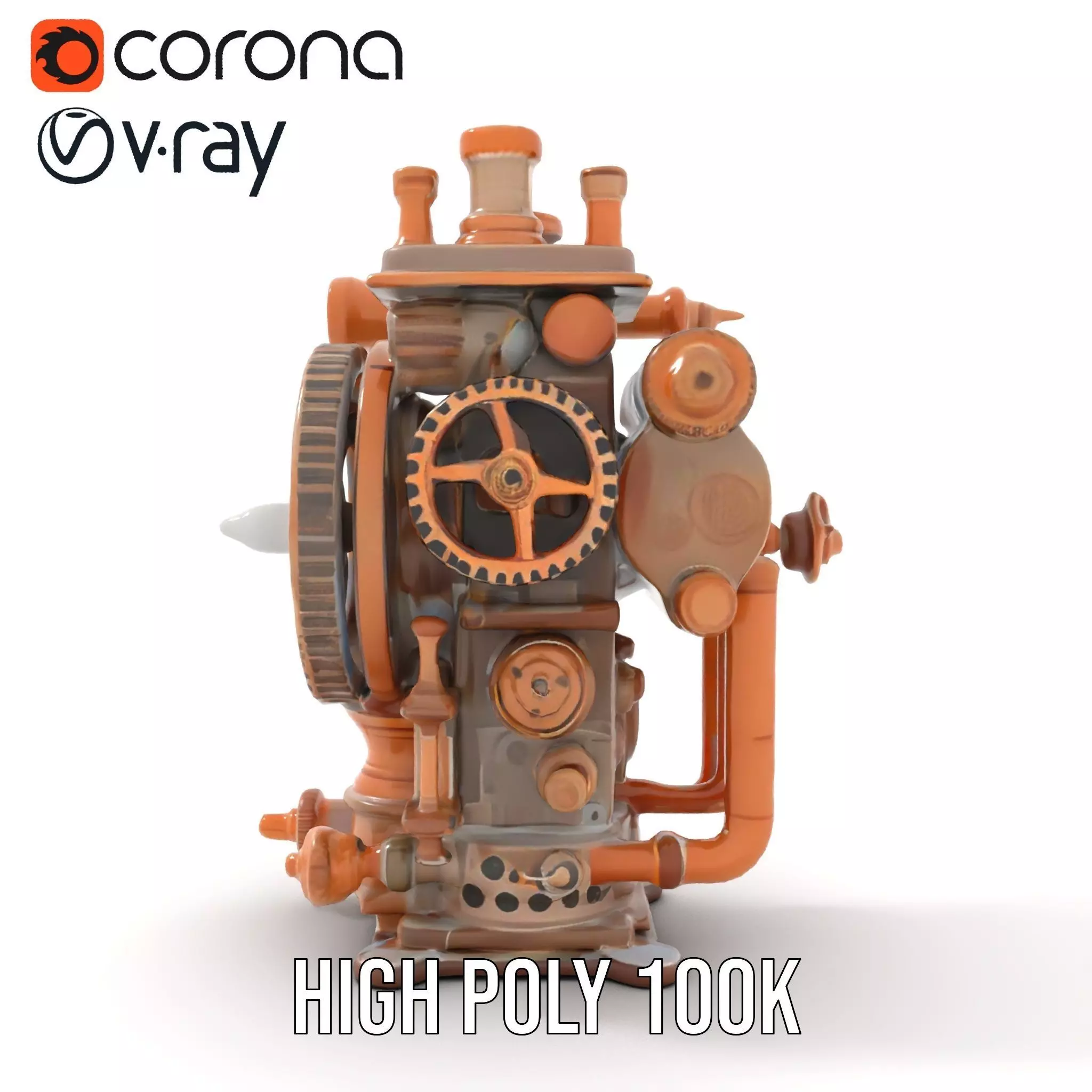 Steampunk Engine Model Pack with Intricate Detailing Low-poly 3D model_16
