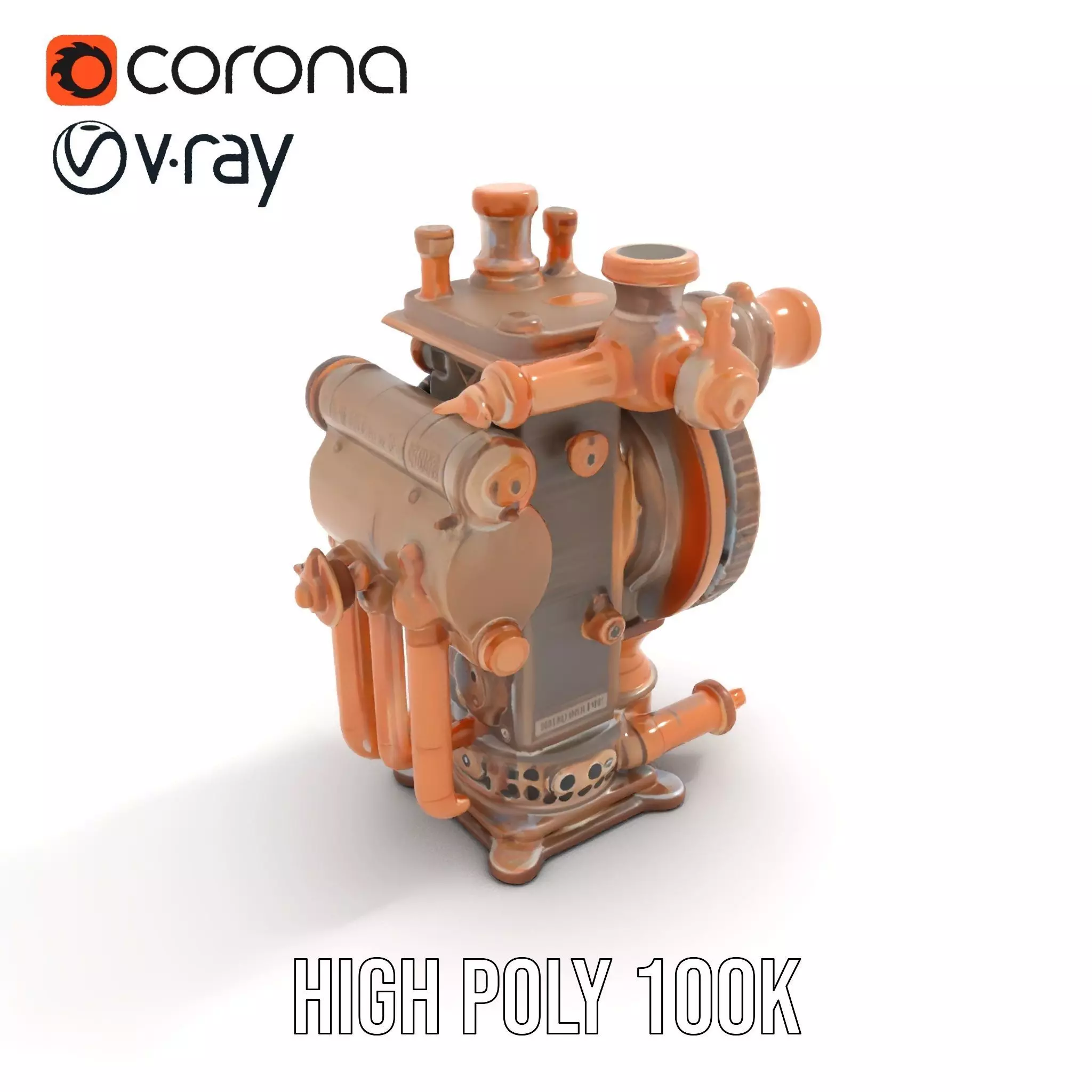 Steampunk Engine Model Pack with Intricate Detailing Low-poly 3D model_19