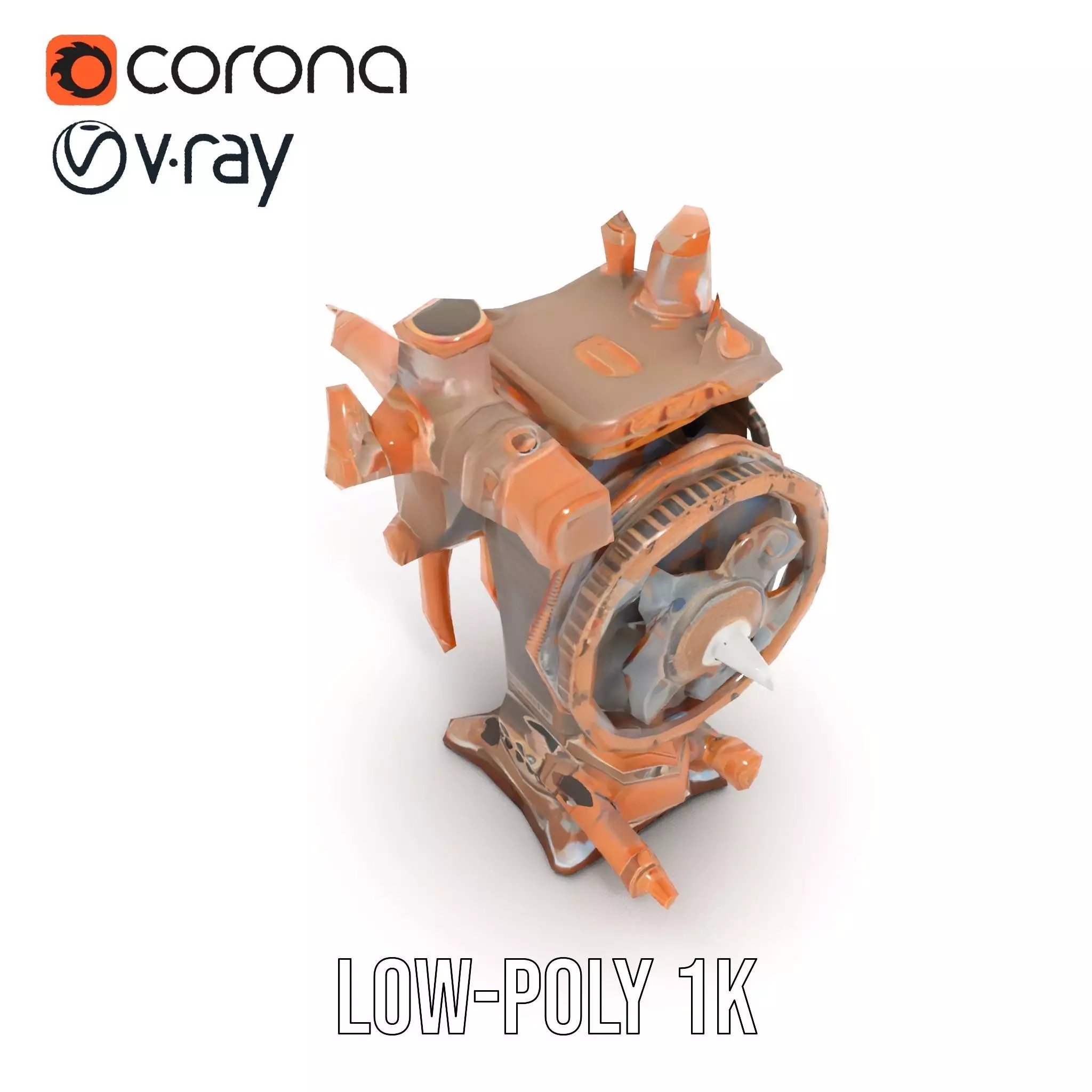 Steampunk Engine Model Pack with Intricate Detailing Low-poly 3D model_8