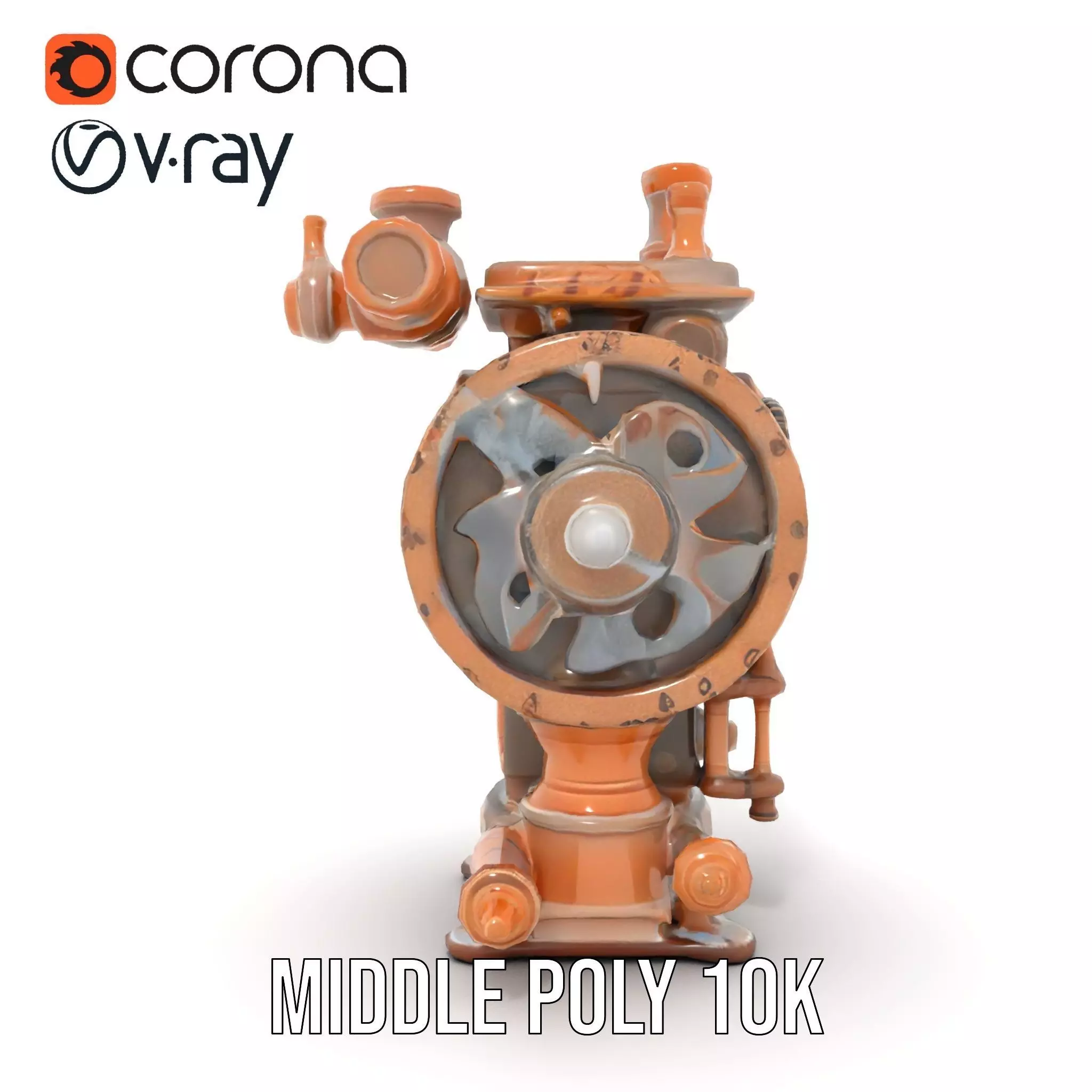 Steampunk Engine Model Pack with Intricate Detailing Low-poly 3D model_7