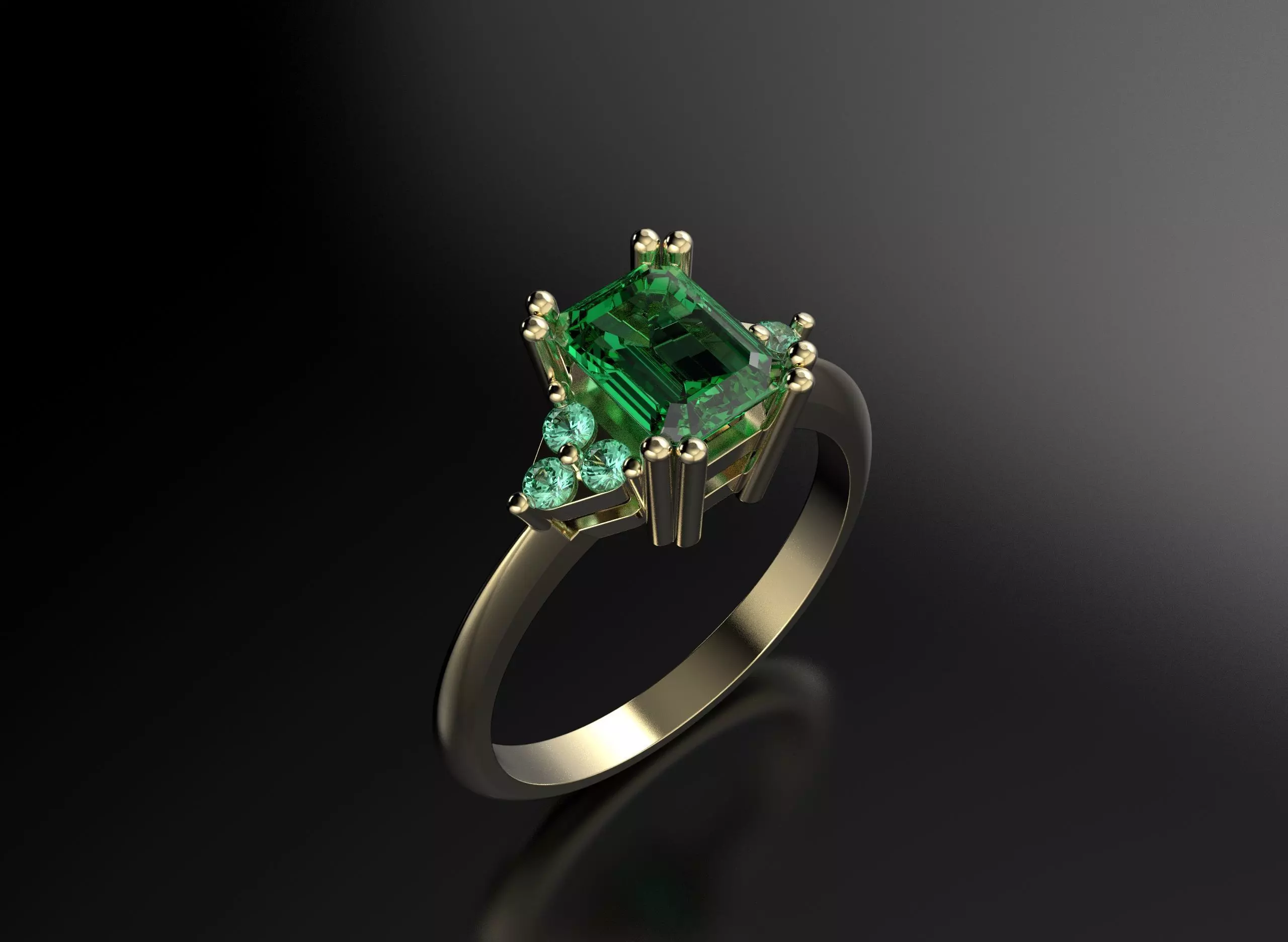 Emerald ring for women 3D print model