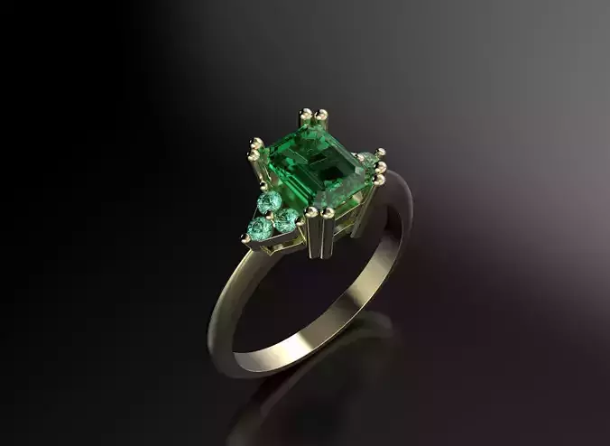 Emerald ring for women 3D print model