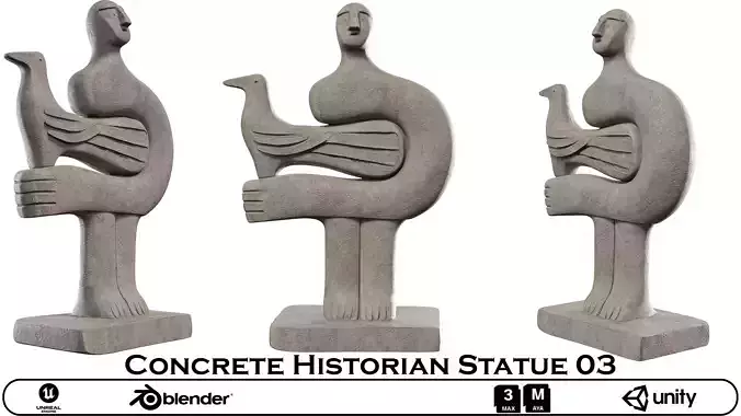  Concrete Historian Statue 03 - Abstract Concrete Sculpture