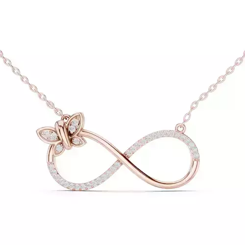 Infinity Butterfly Round Diamond Pendant Woman 3dm STL Video 3D print model