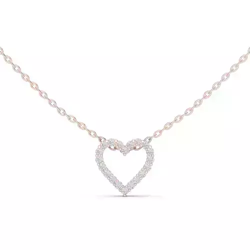 Heart Shape  Round Diamond Pendant Woman Necklace 3dm STL Video 3D print model
