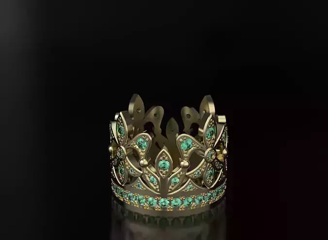 Crown ring with diamonds