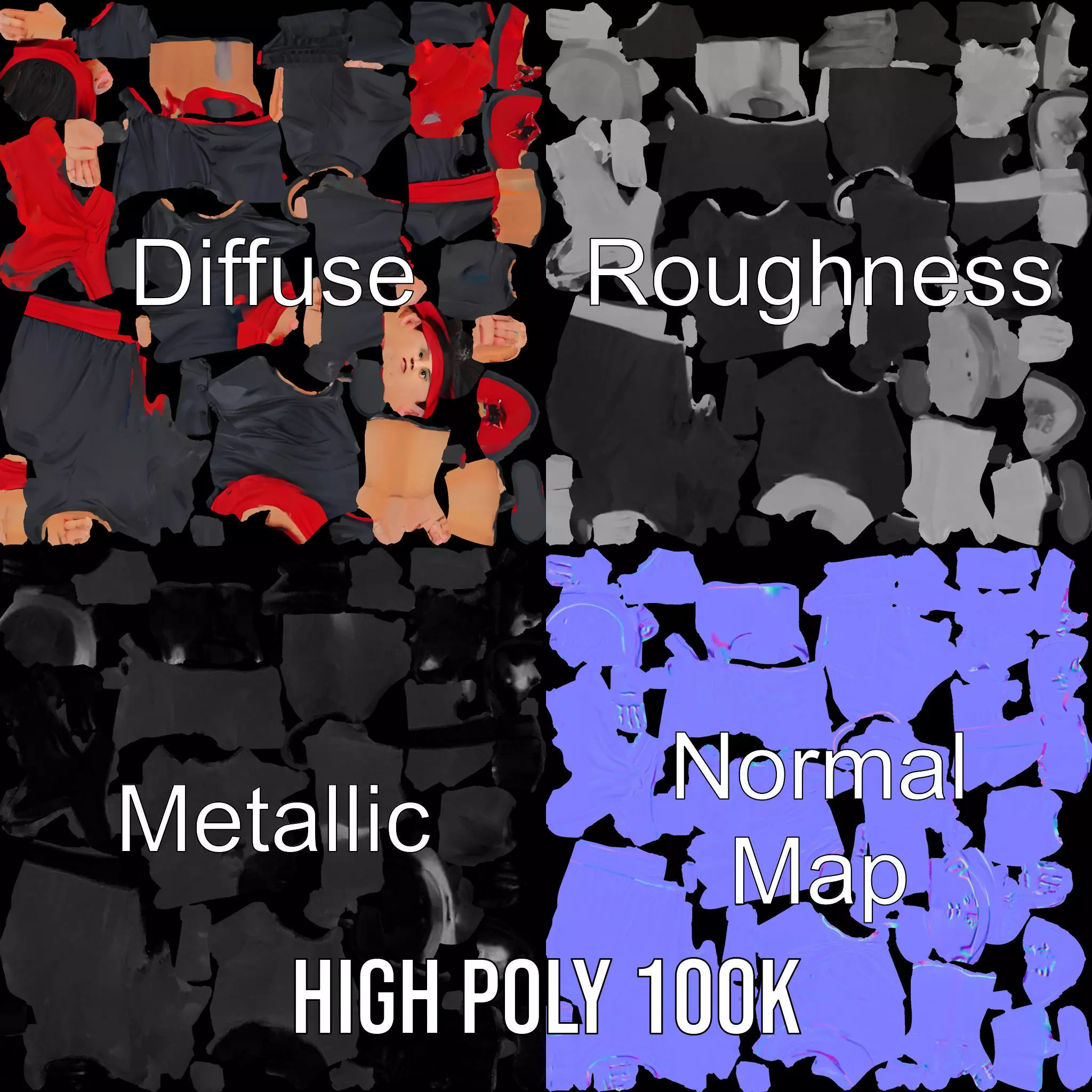 Martial Artist Character Model Pack with Dynamic Outfit Low-poly 3D model_4