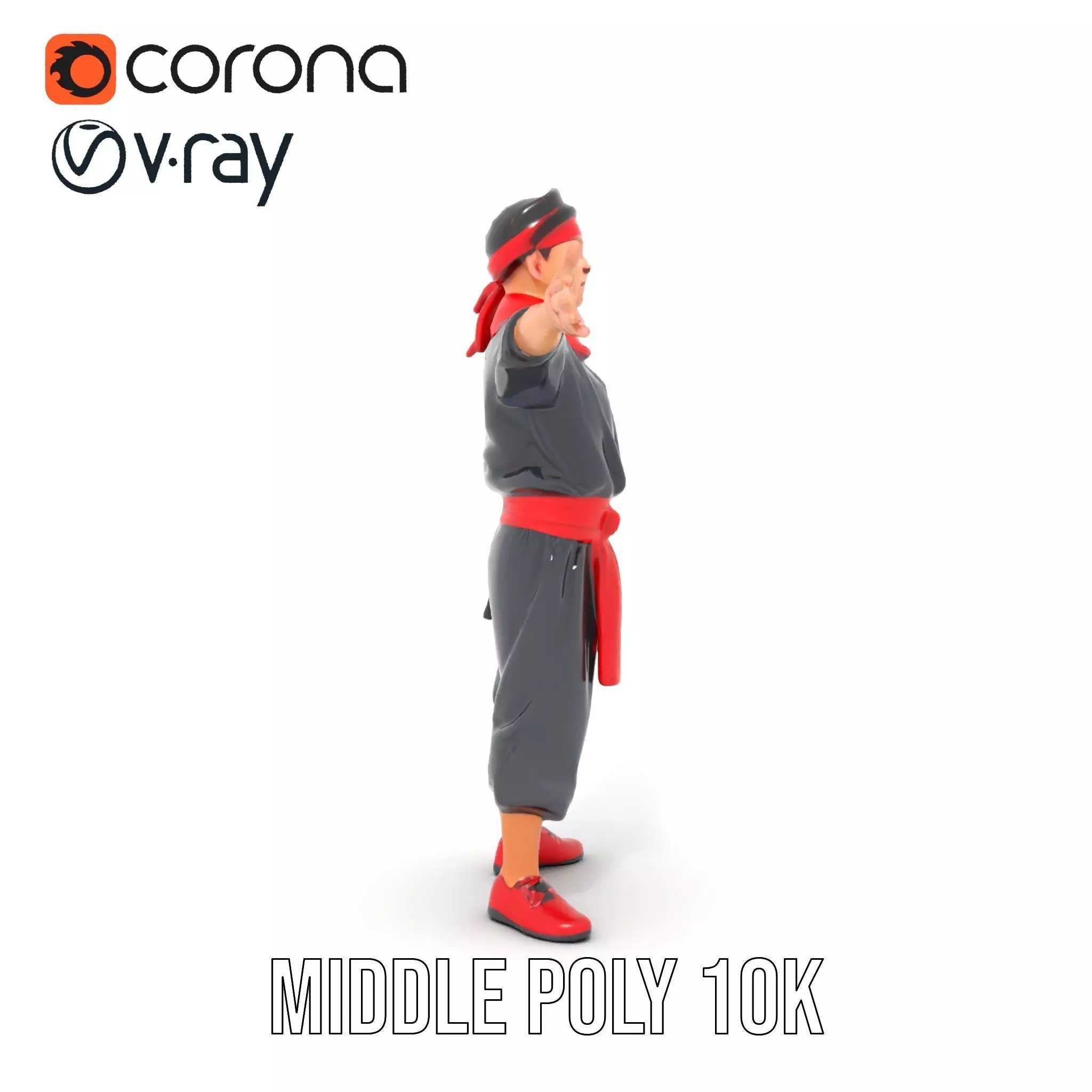 Martial Artist Character Model Pack with Dynamic Outfit Low-poly 3D model_16