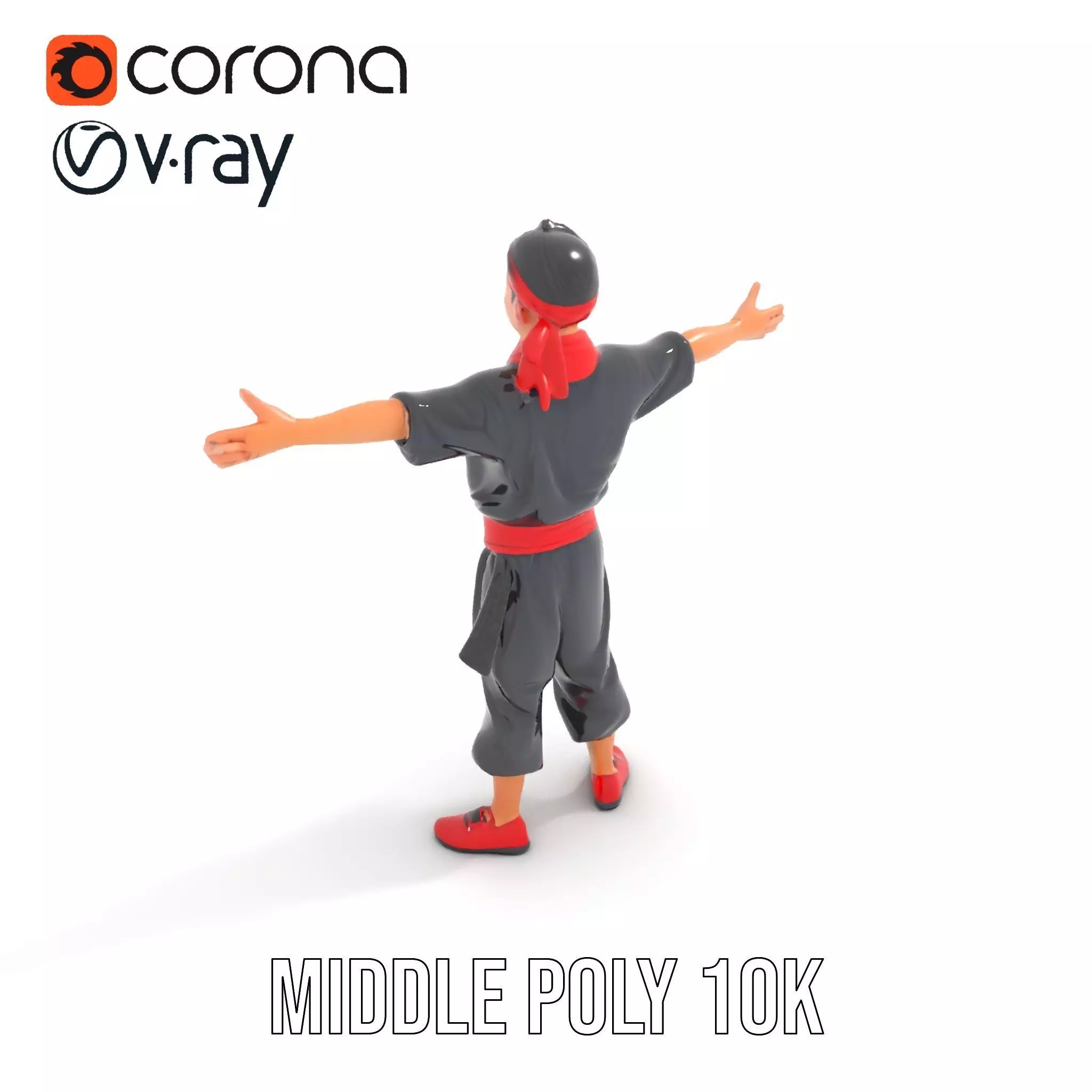 Martial Artist Character Model Pack with Dynamic Outfit Low-poly 3D model_7