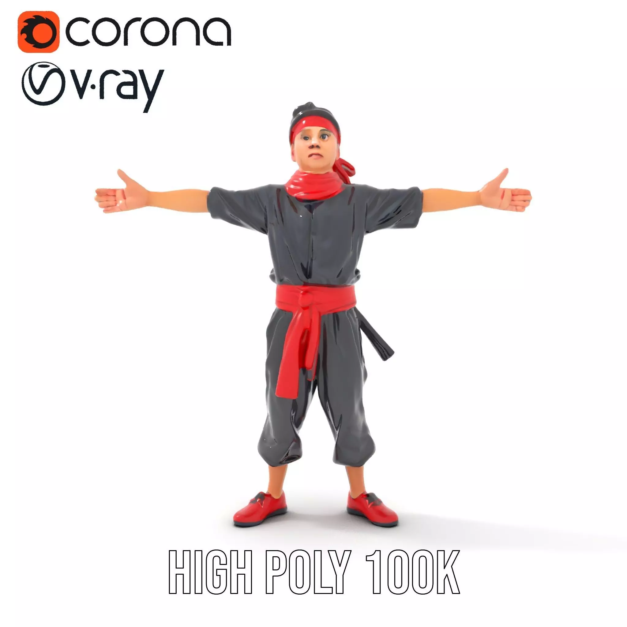 Martial Artist Character Model Pack with Dynamic Outfit Low-poly 3D model_32