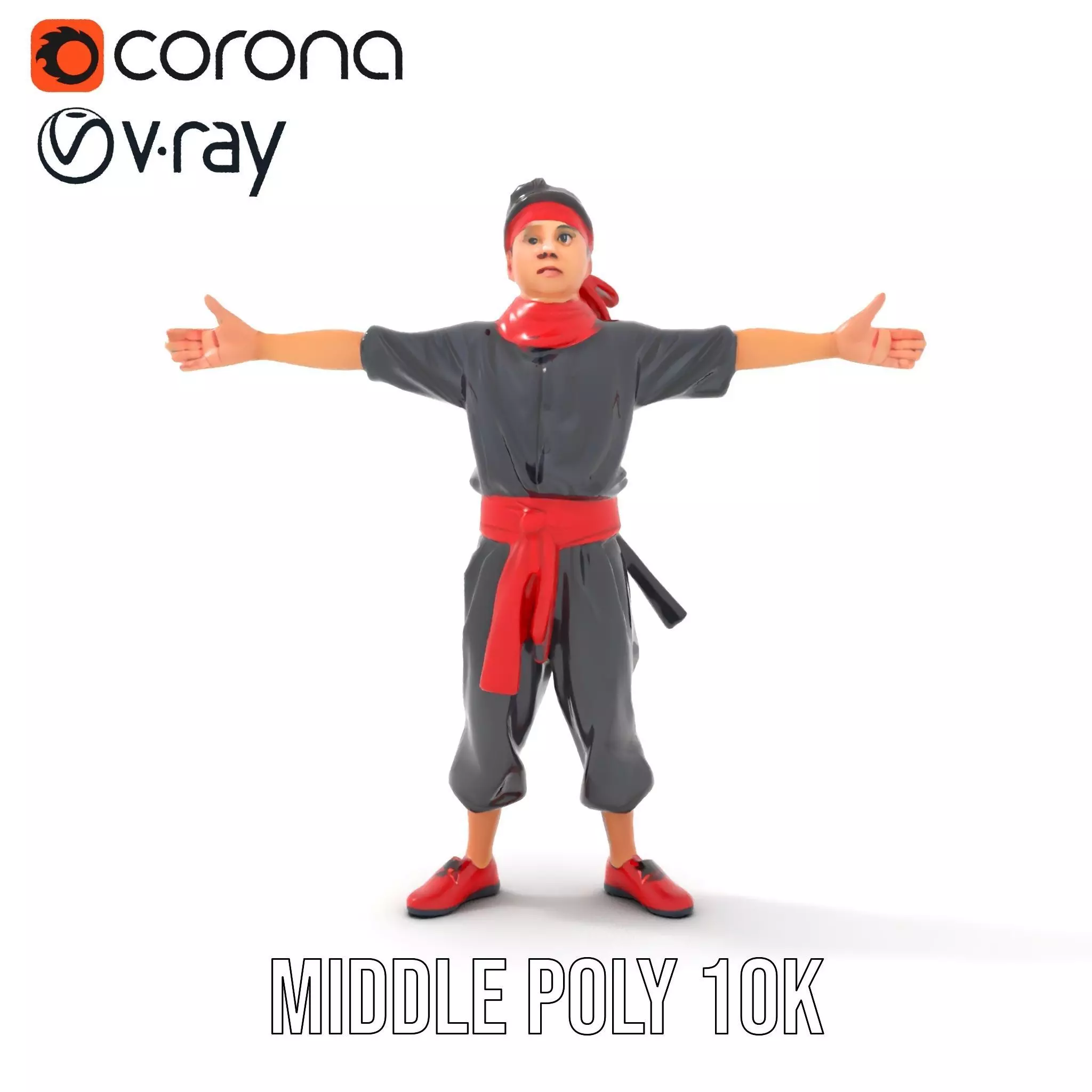 Martial Artist Character Model Pack with Dynamic Outfit Low-poly 3D model_10