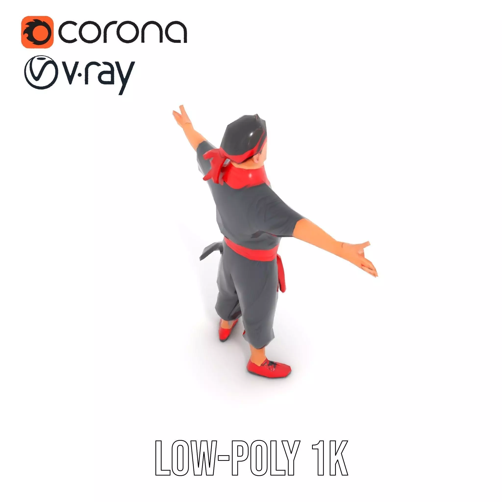 Martial Artist Character Model Pack with Dynamic Outfit Low-poly 3D model_8