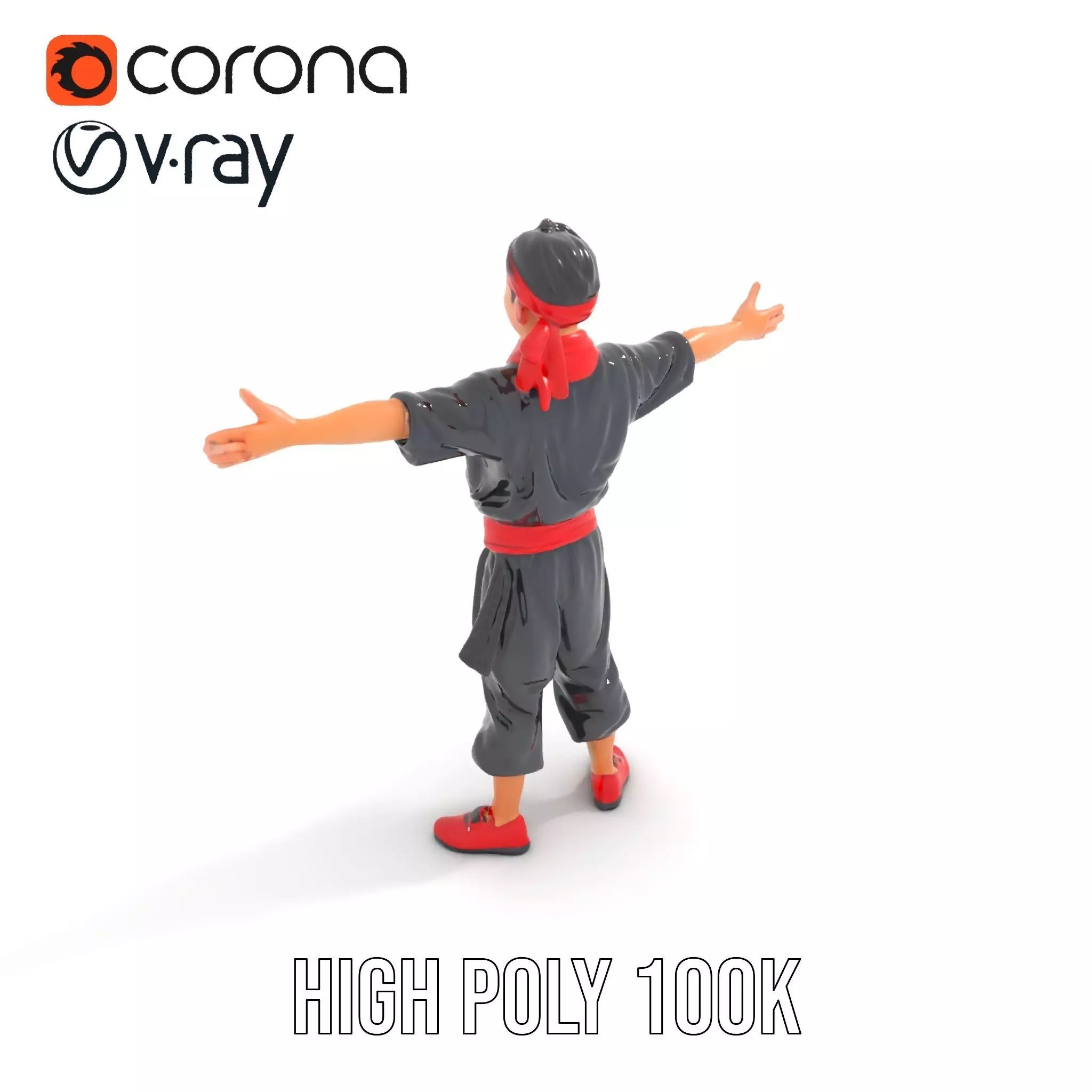 Martial Artist Character Model Pack with Dynamic Outfit Low-poly 3D model_12