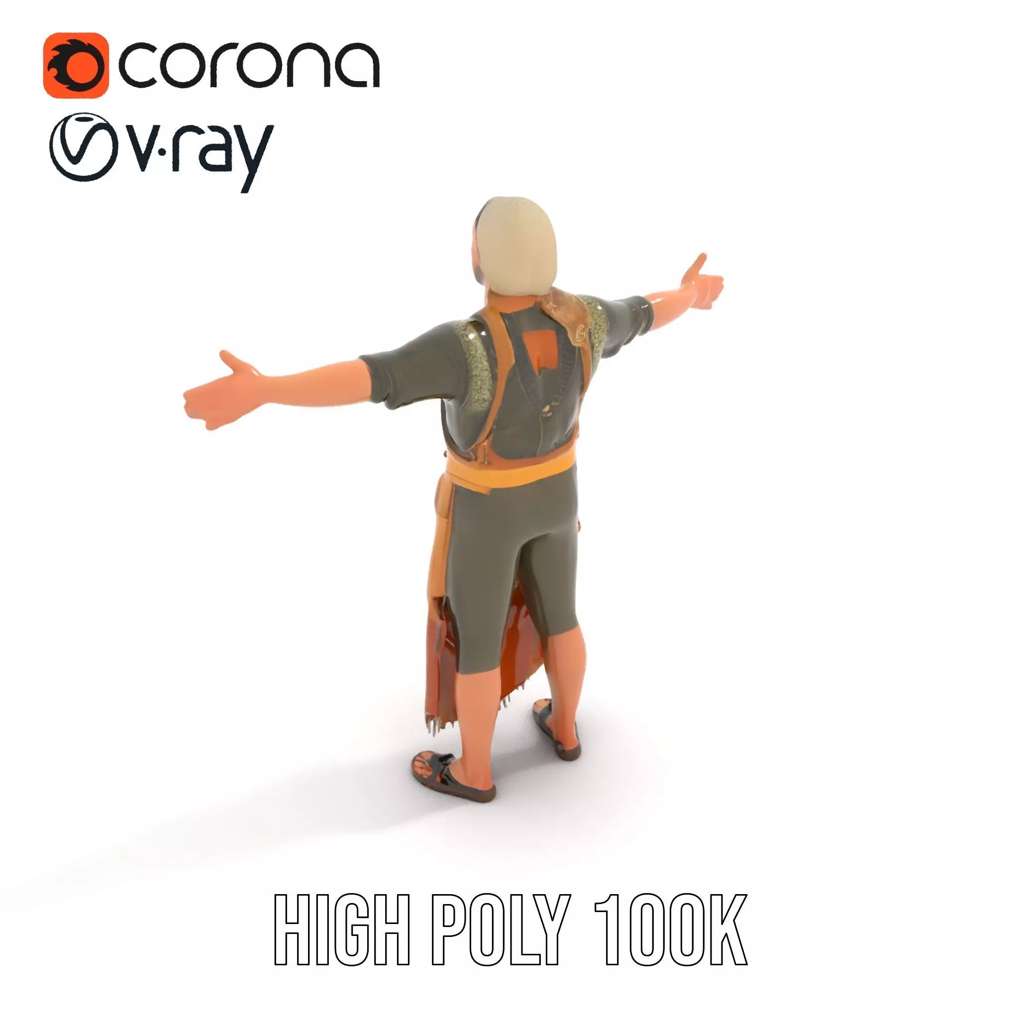 Artisan with Apron Model Pack  Character Low-poly 3D model_10
