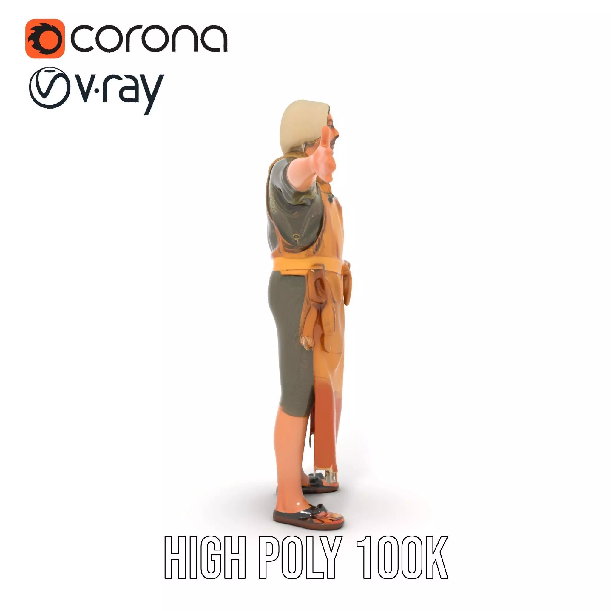 Artisan with Apron Model Pack  Character Low-poly 3D model_21