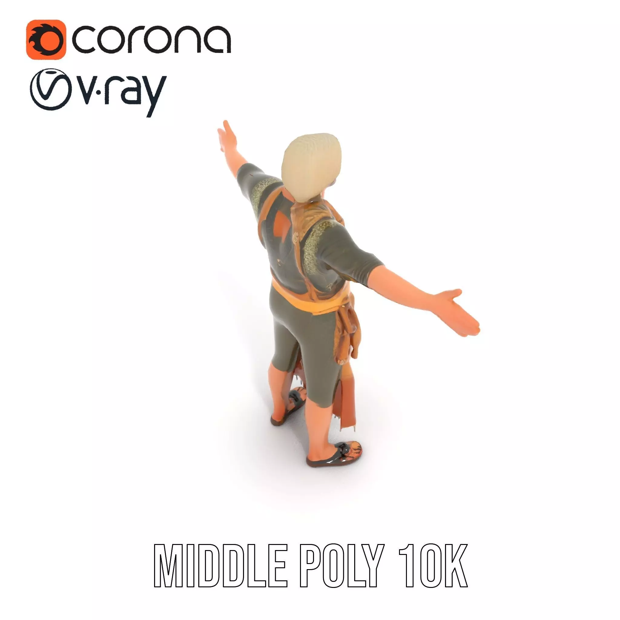 Artisan with Apron Model Pack  Character Low-poly 3D model_6