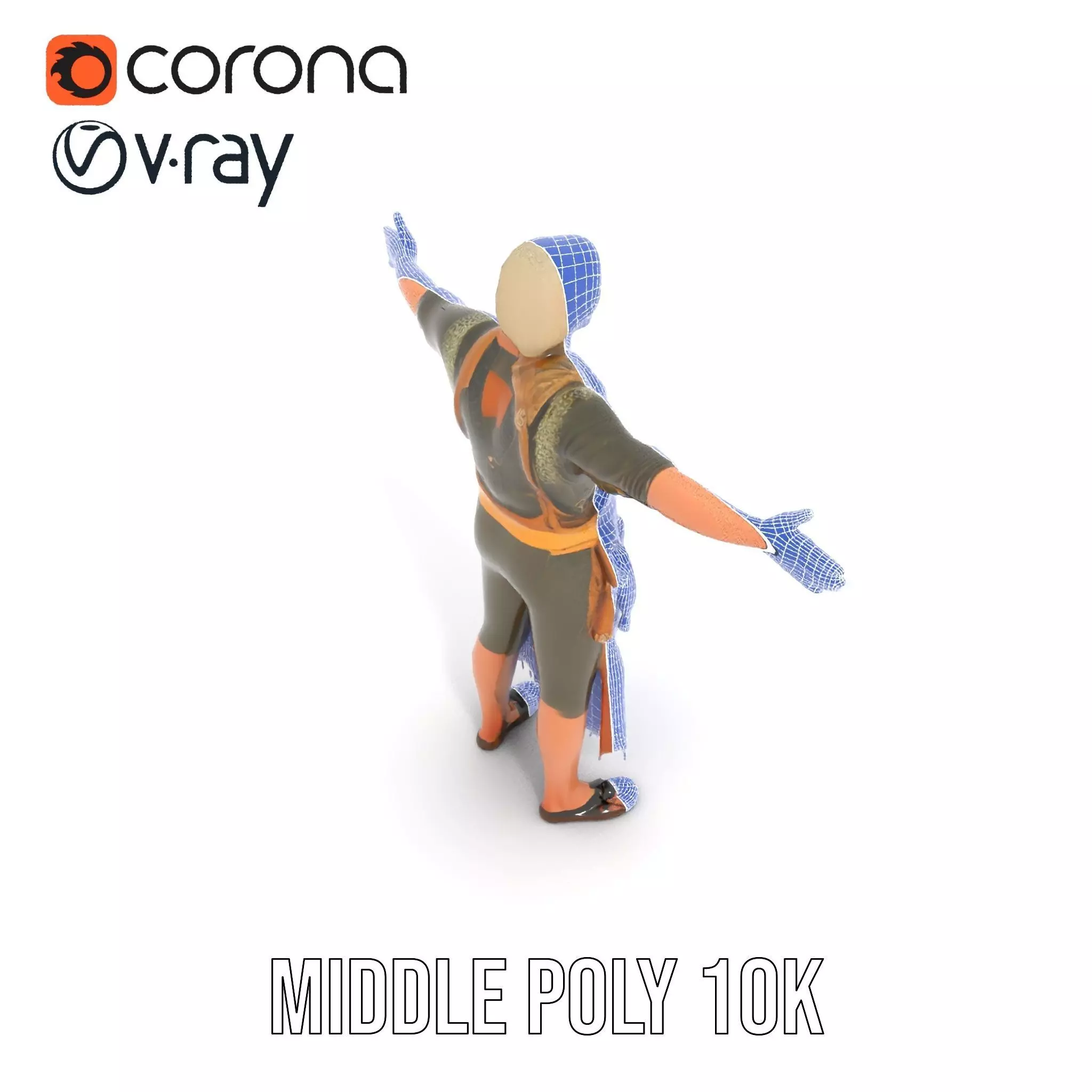Artisan with Apron Model Pack  Character Low-poly 3D model_16