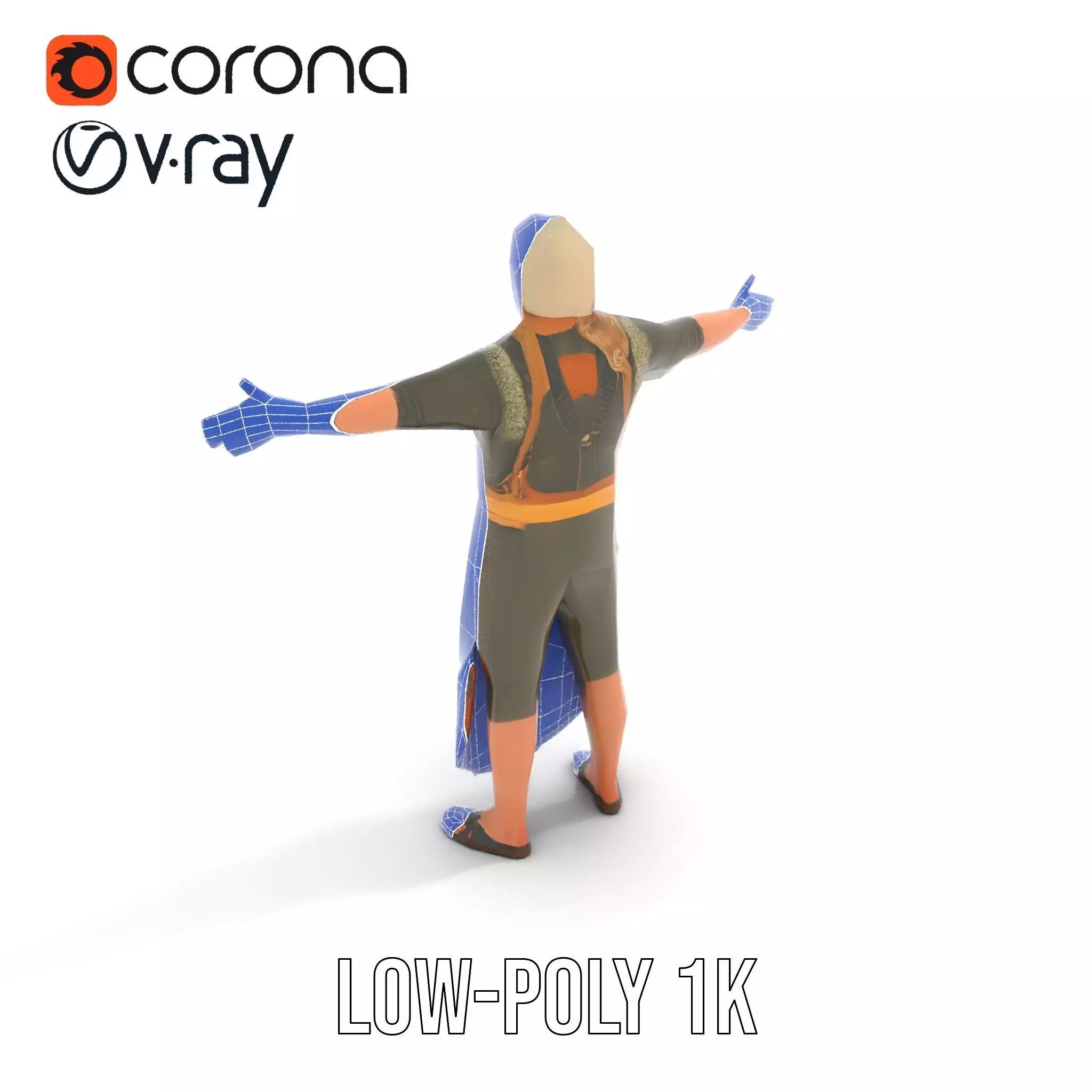 Artisan with Apron Model Pack  Character Low-poly 3D model_26