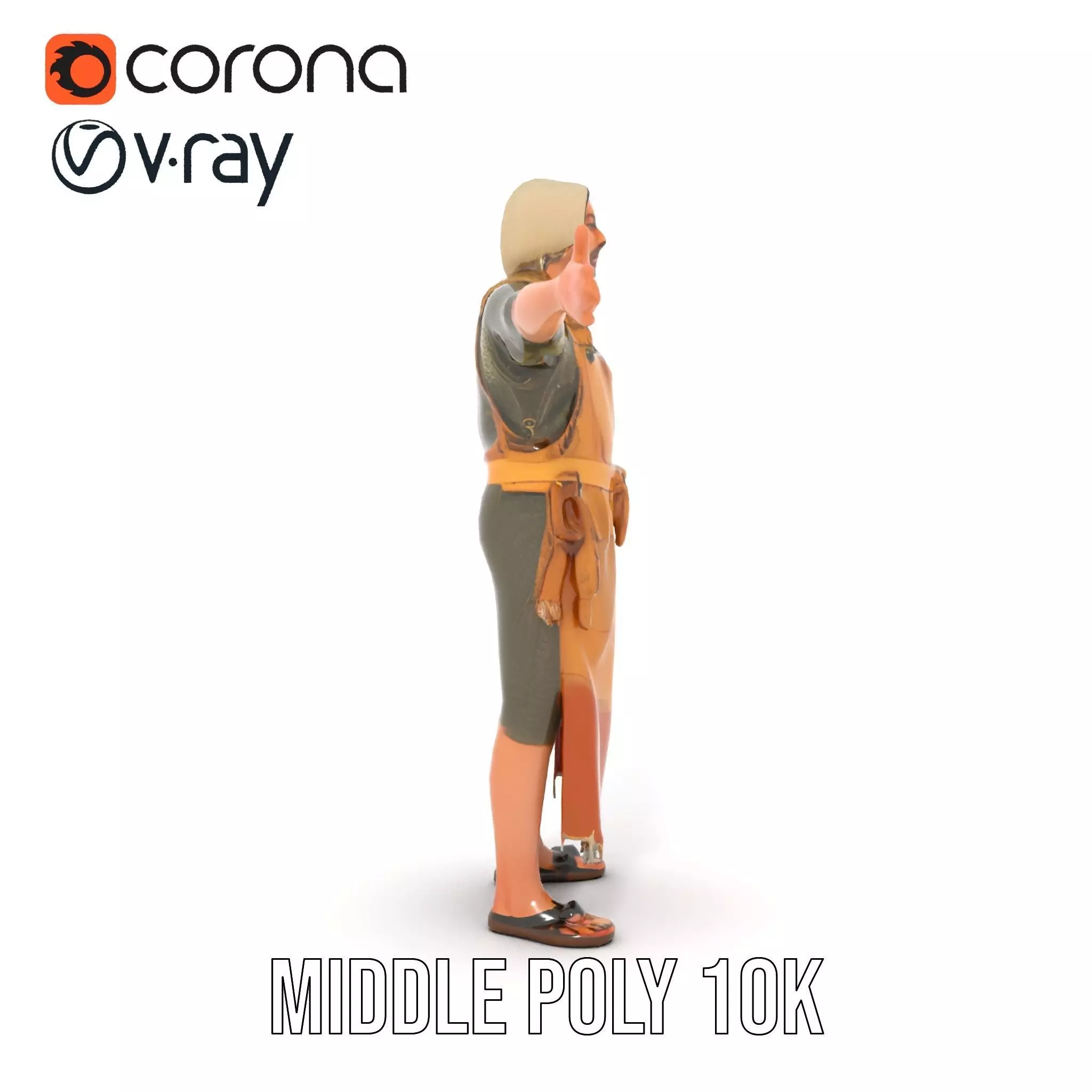 Artisan with Apron Model Pack  Character Low-poly 3D model_28