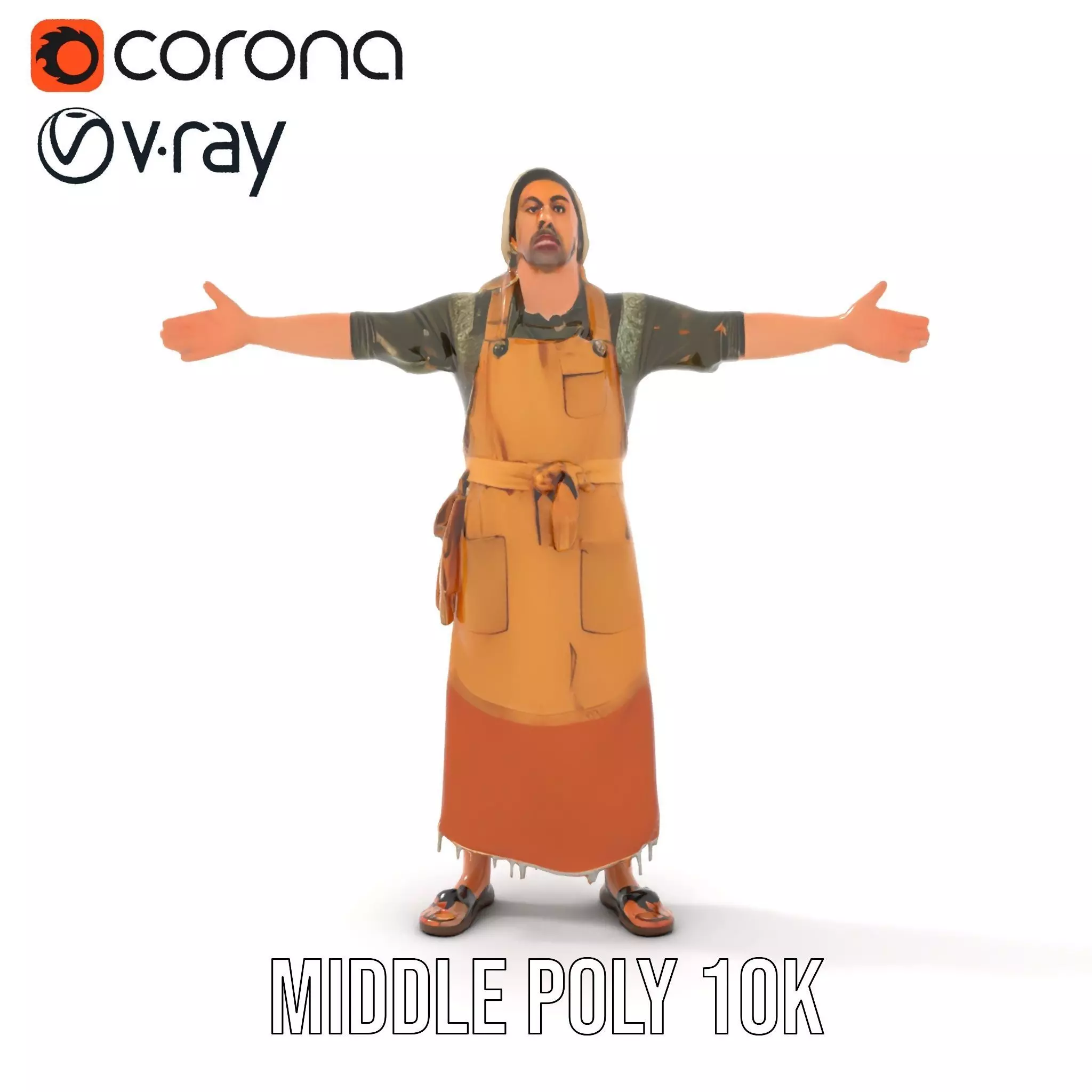 Artisan with Apron Model Pack  Character Low-poly 3D model_11