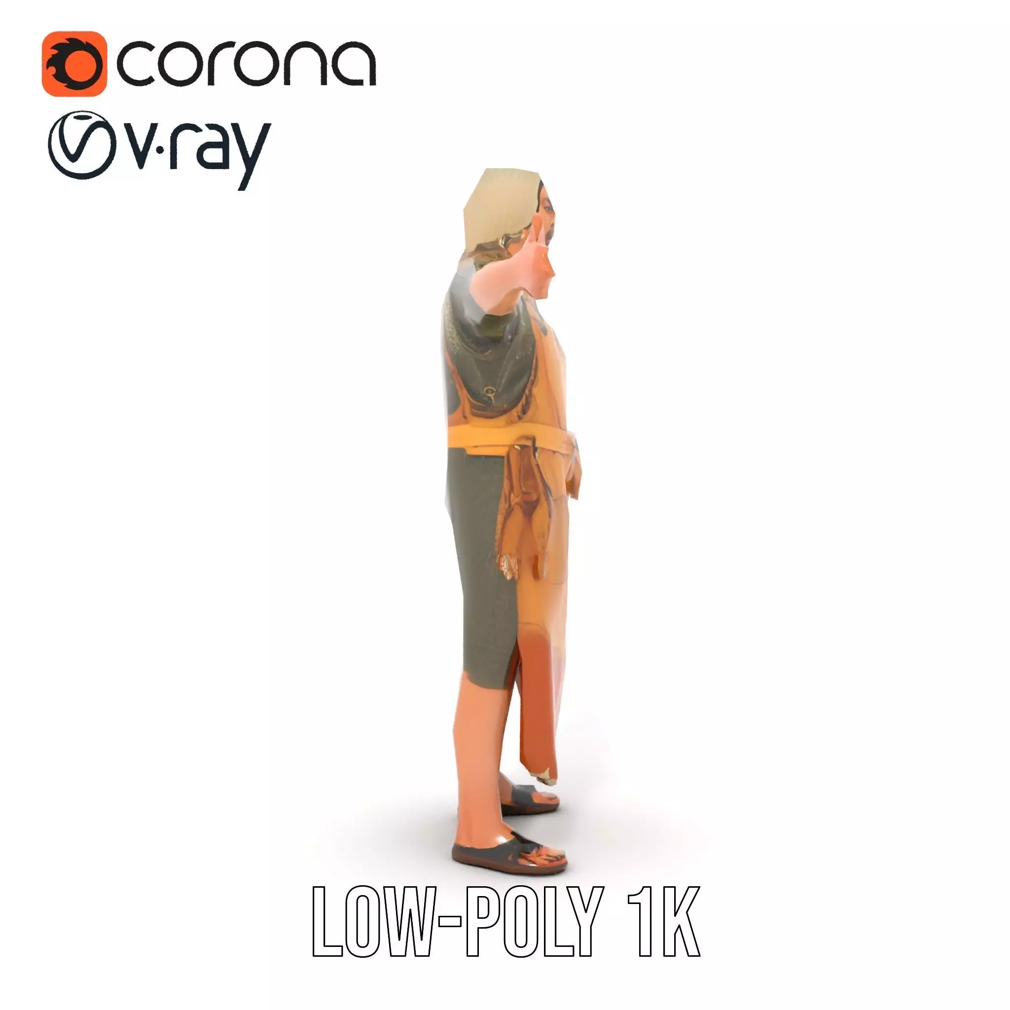 Artisan with Apron Model Pack  Character Low-poly 3D model_9