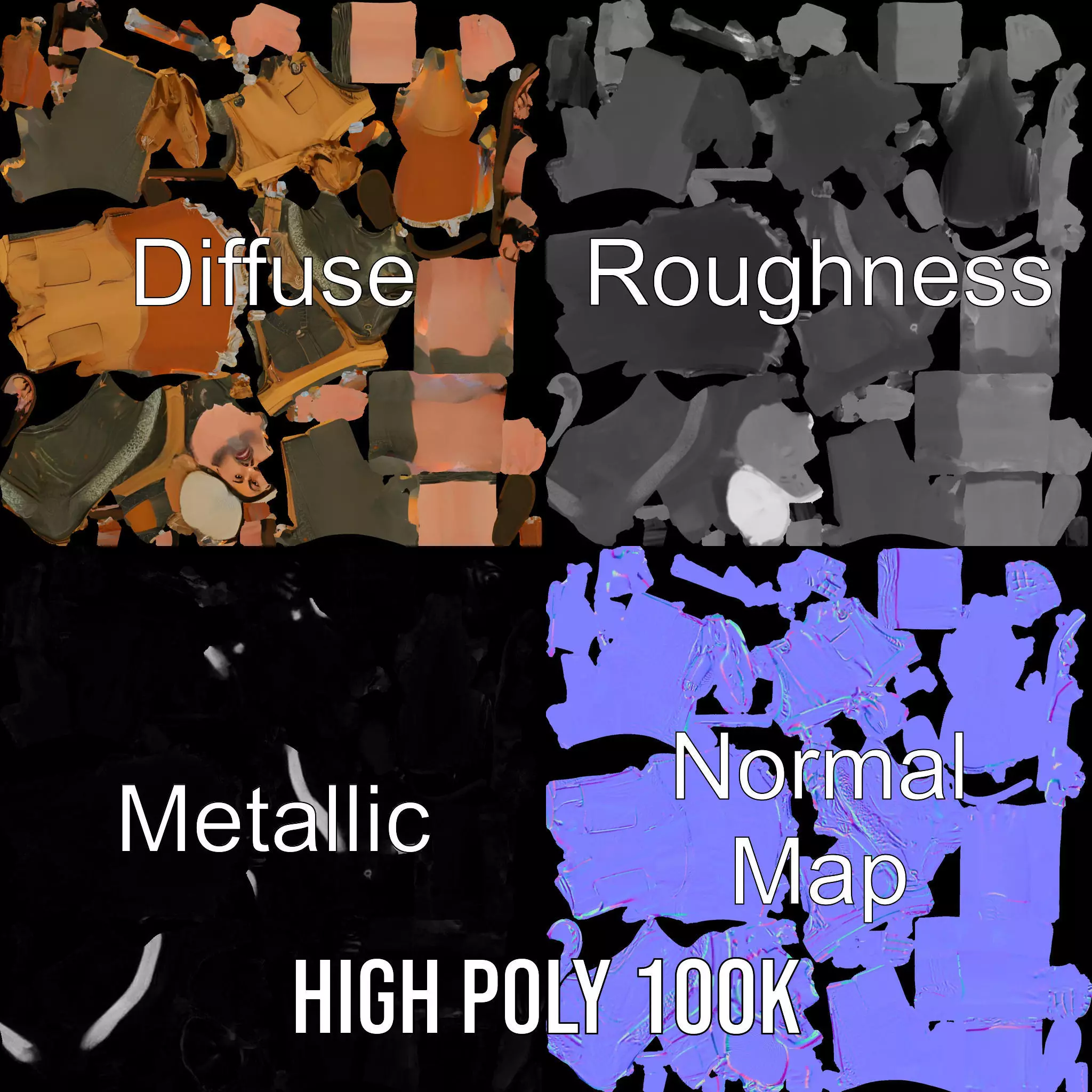 Artisan with Apron Model Pack  Character Low-poly 3D model_4