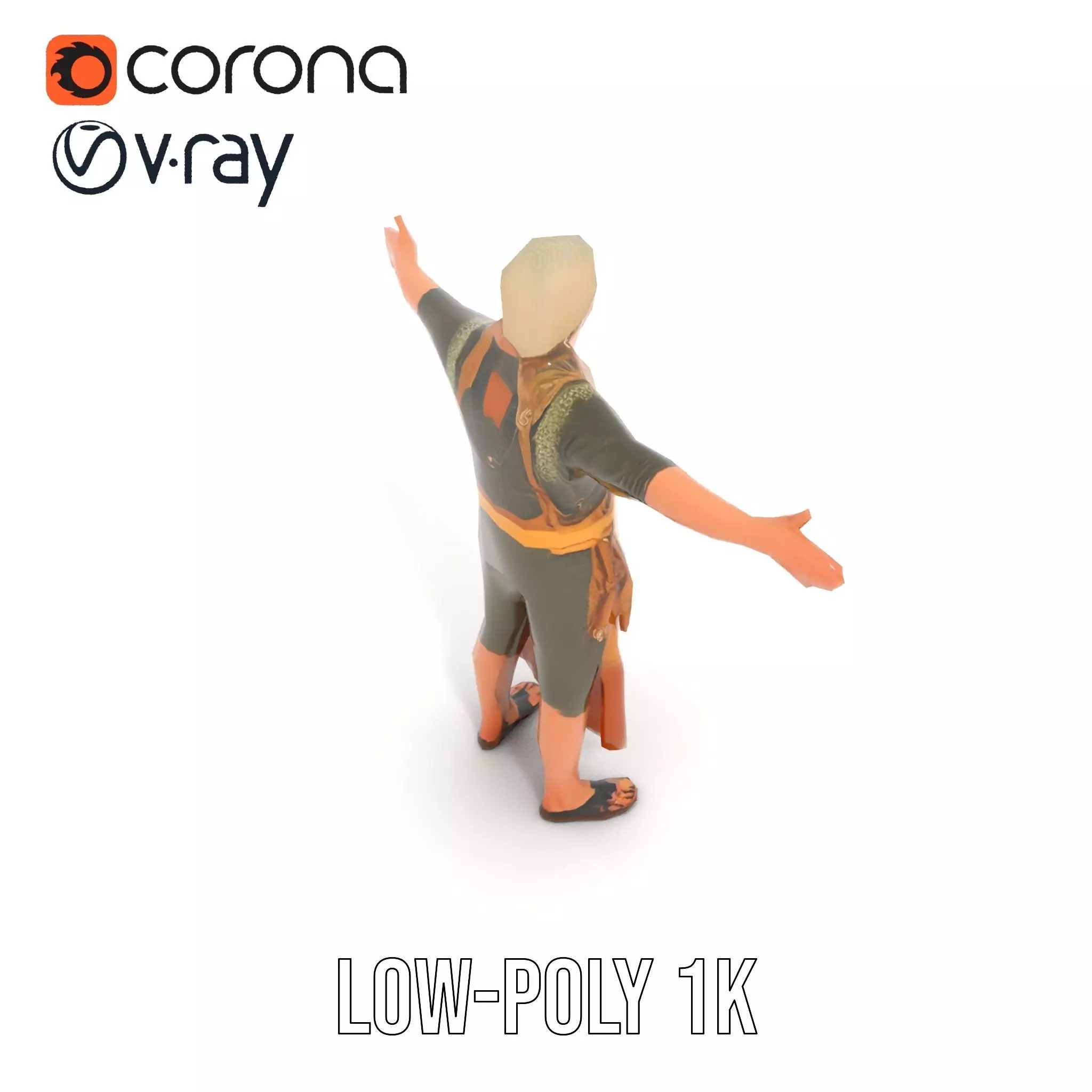 Artisan with Apron Model Pack  Character Low-poly 3D model_20