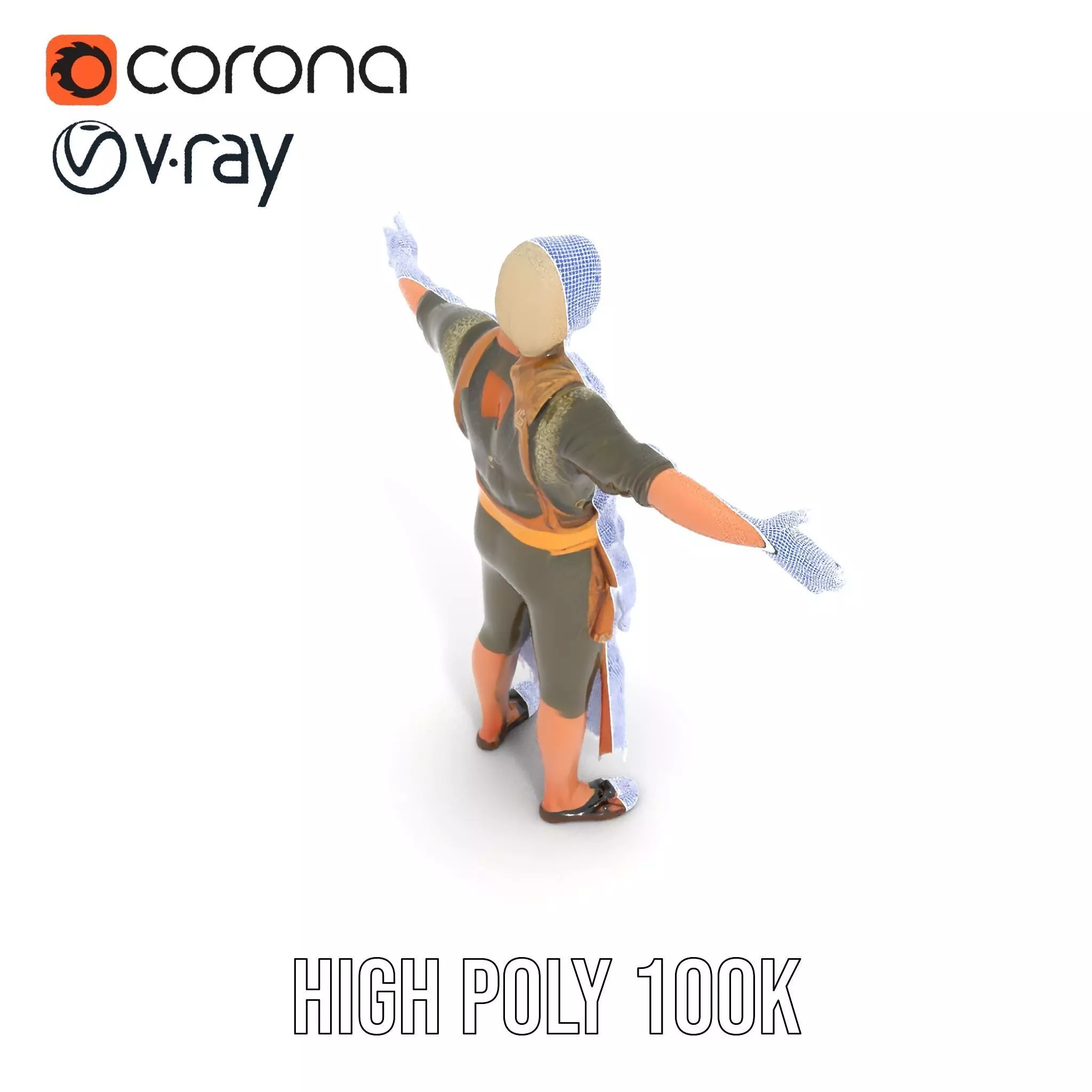 Artisan with Apron Model Pack  Character Low-poly 3D model_24