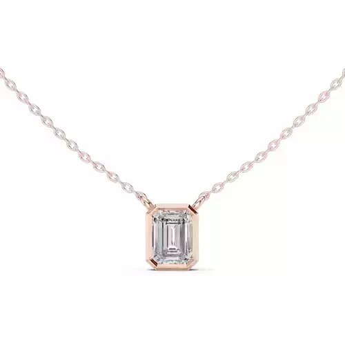 Solitaire Emerald Diamond Bezel Set Pendant Woman 3dm STL Video 3D print model