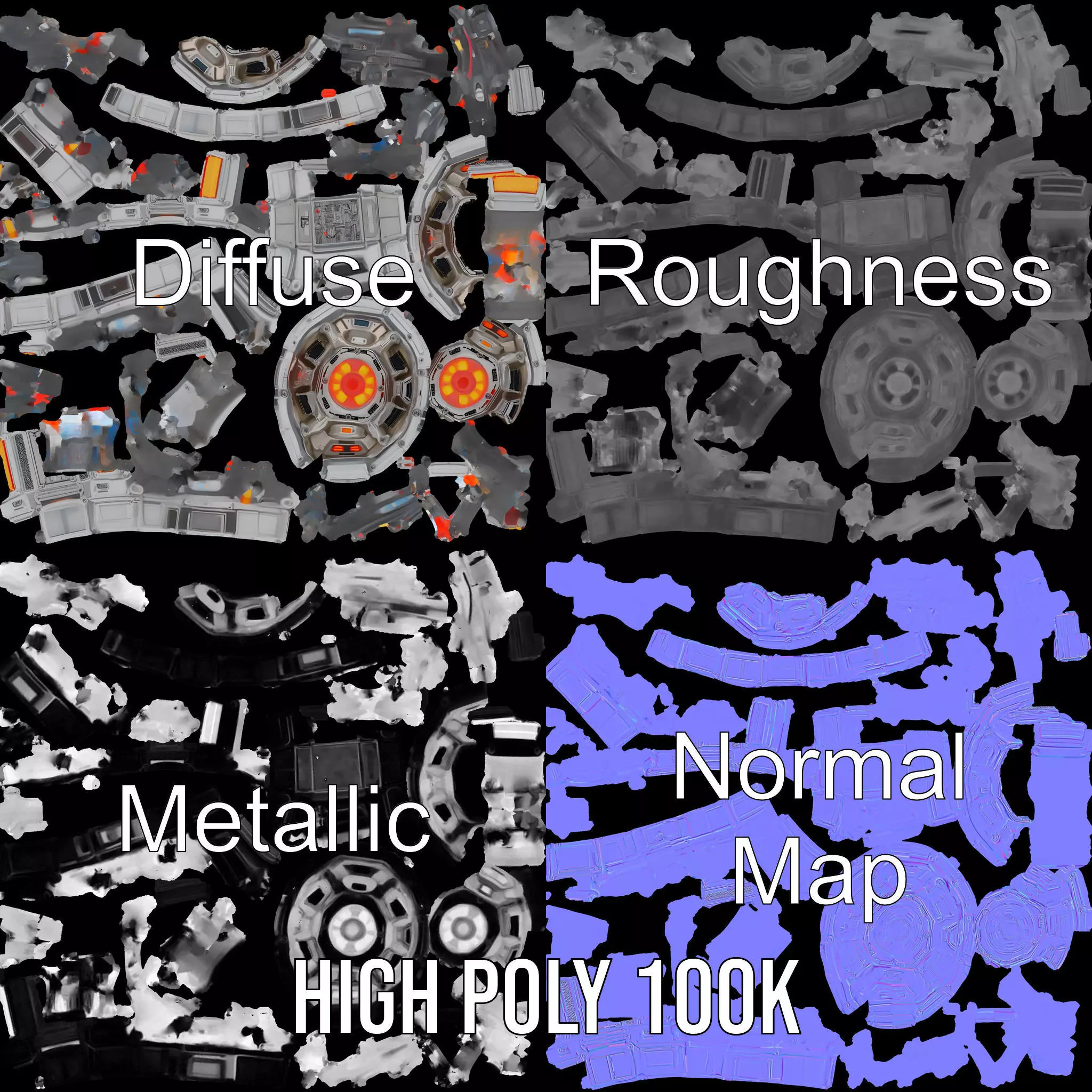 Futuristic Energy Core Model Pack Low-poly 3D model_4