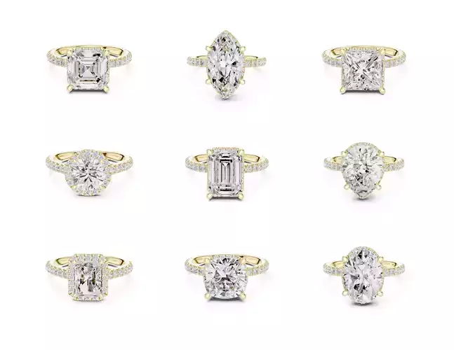 3D Printable Diamond Ring Models  STL  3DM File