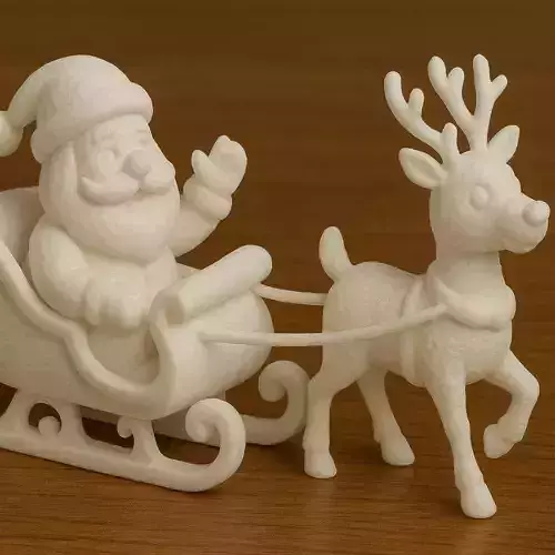 Santa Claus with Sleigh and Reindeer 3D print model