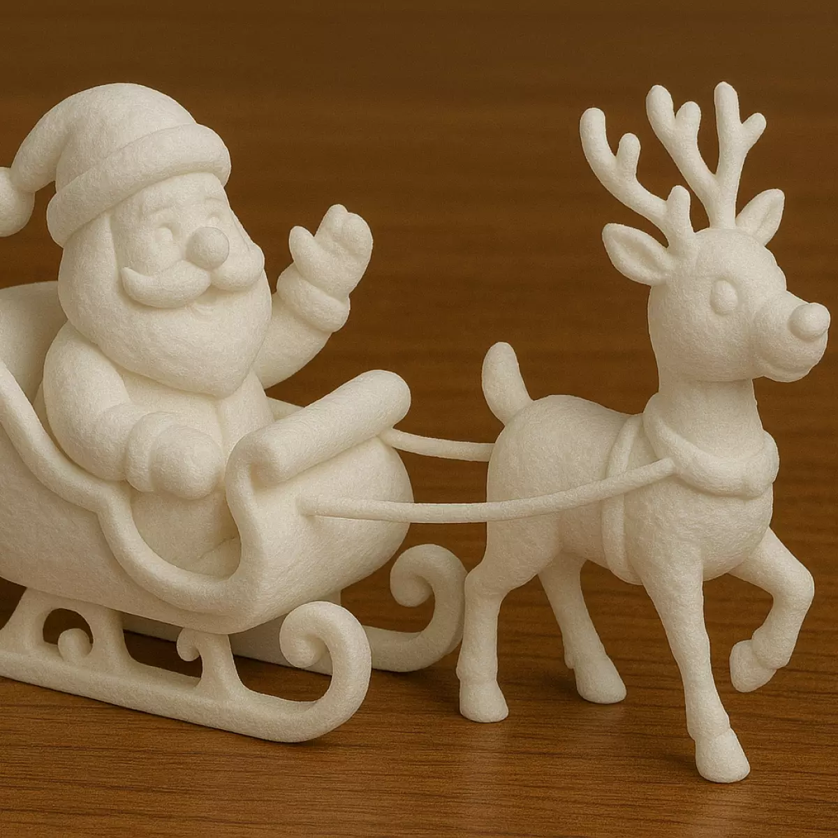 Santa Claus with Sleigh and Reindeer 3D print model_0