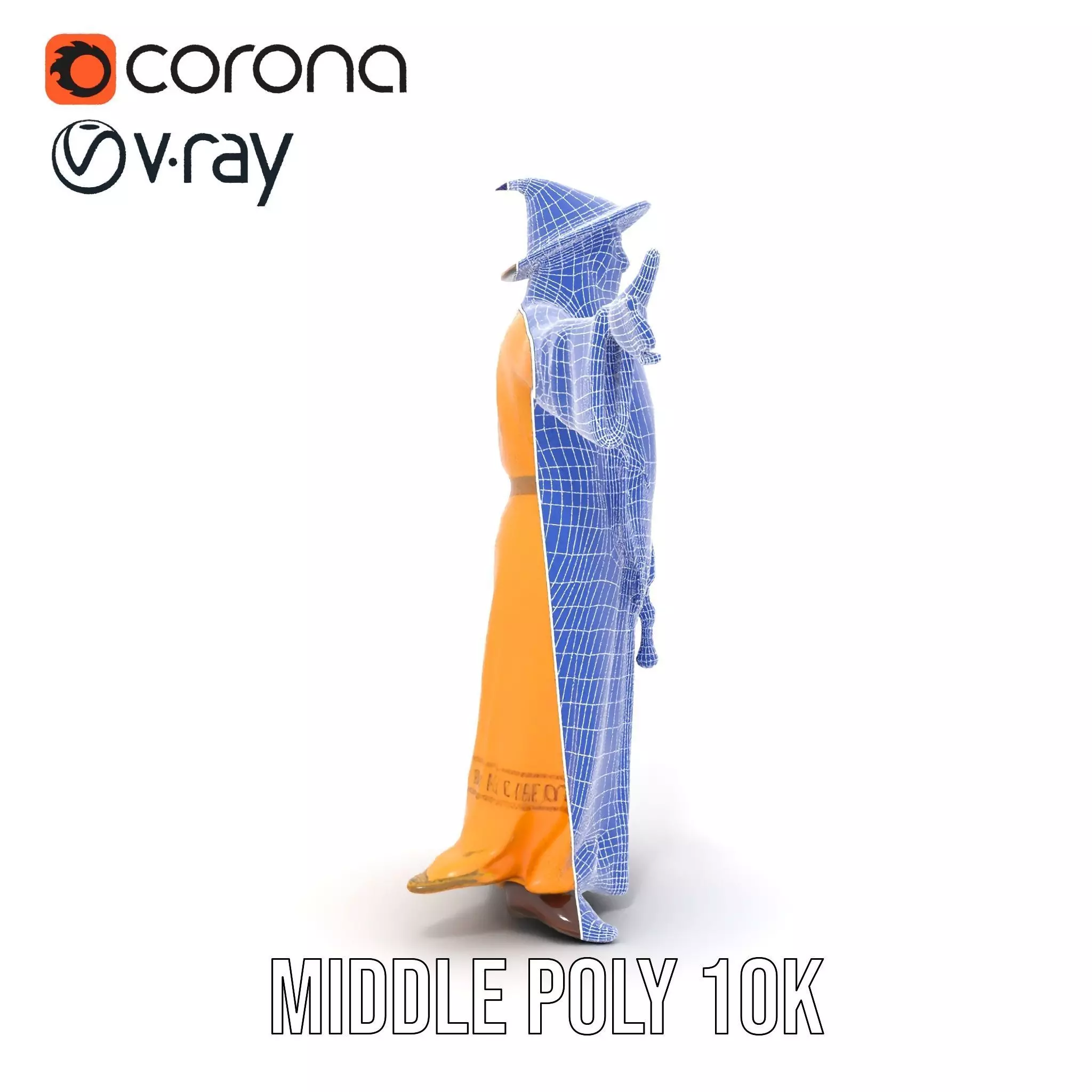 Wizard Character Model Pack with Vibrant Yellow Robe Low-poly 3D model_30