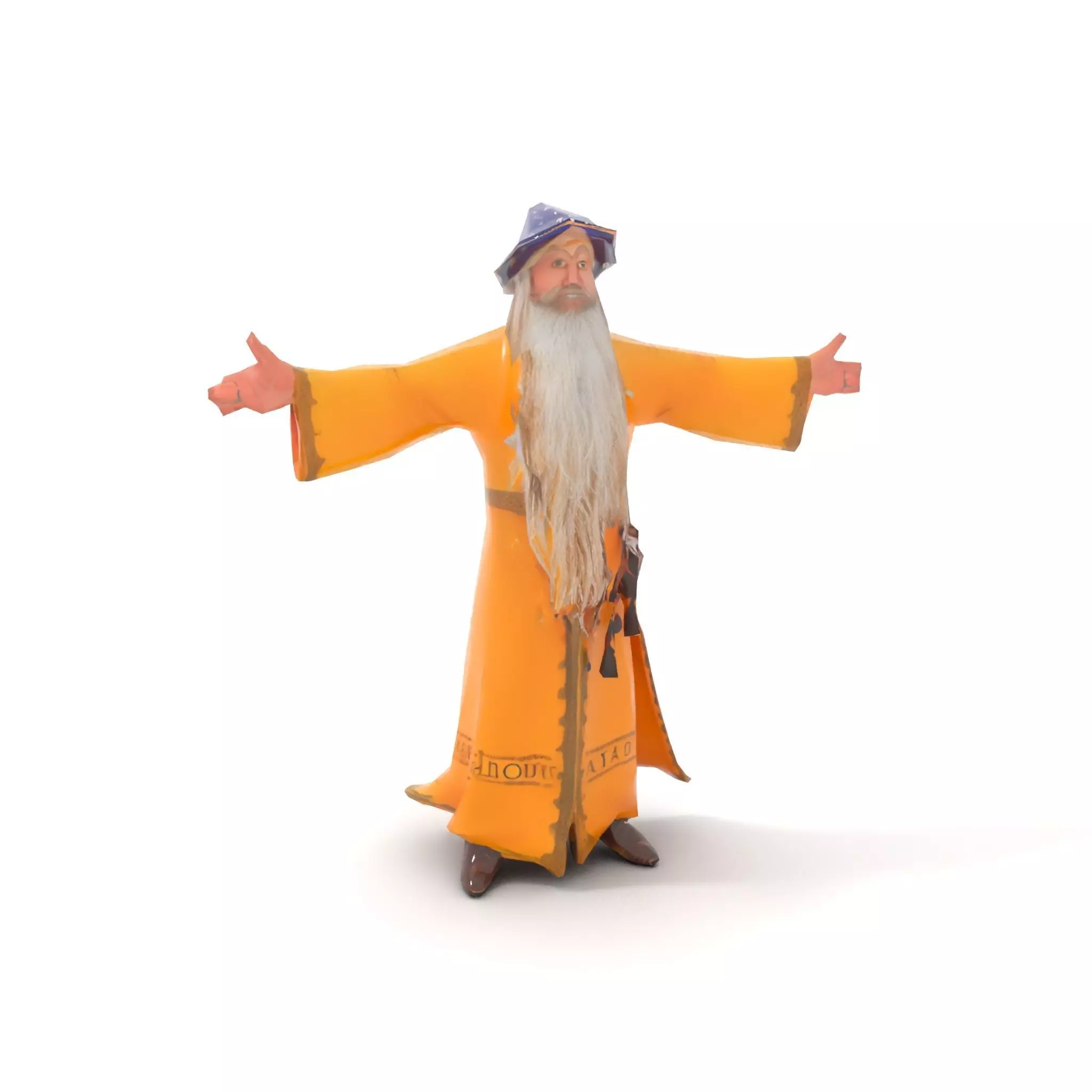 Wizard Character Model Pack with Vibrant Yellow Robe Low-poly 3D model_8