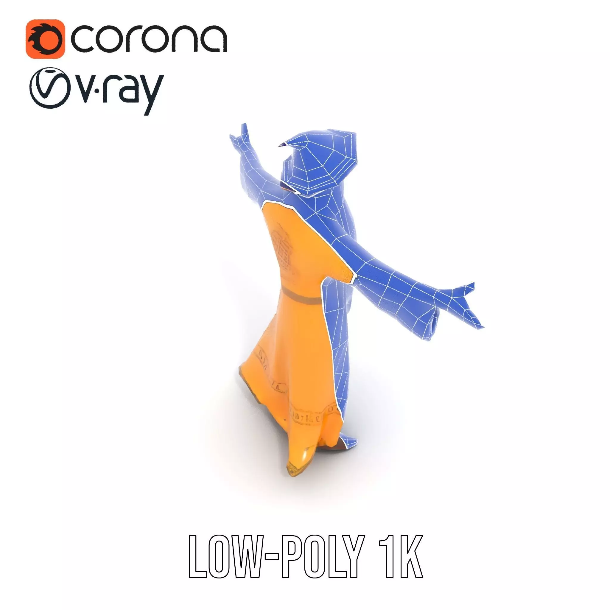 Wizard Character Model Pack with Vibrant Yellow Robe Low-poly 3D model_19