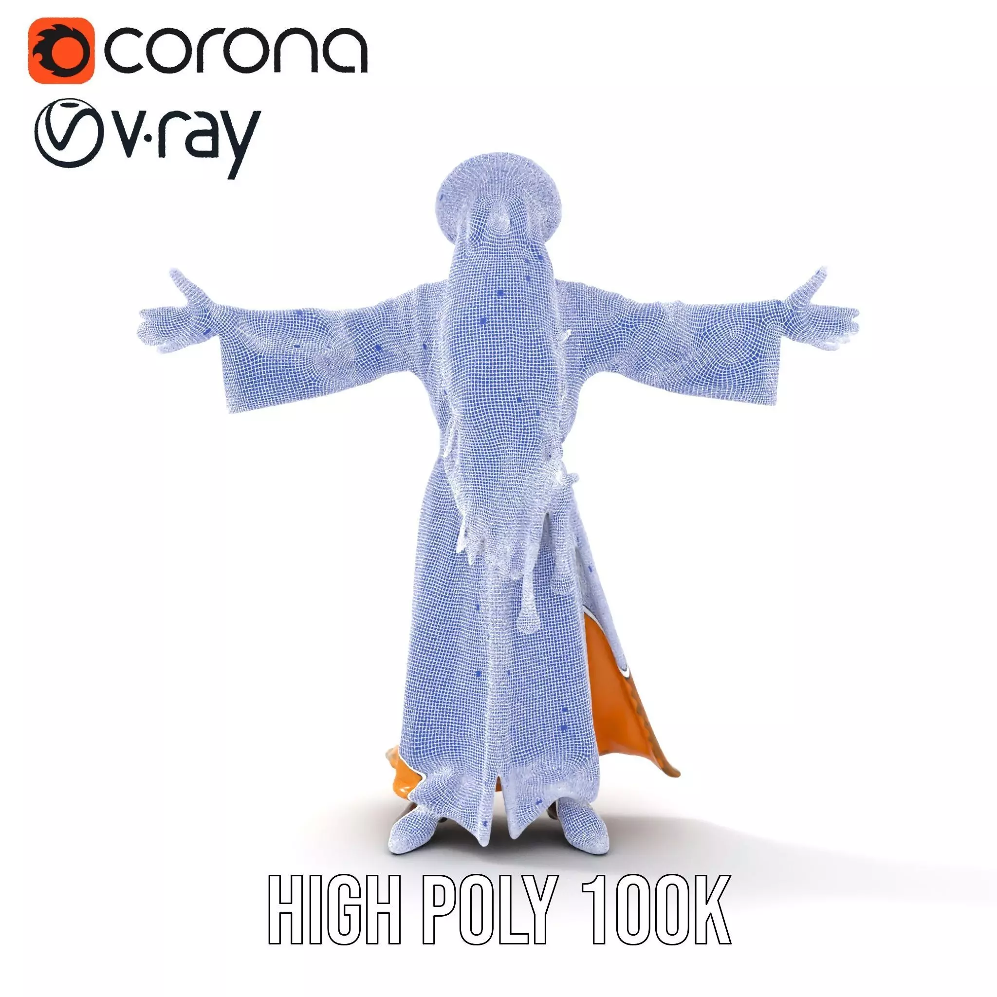 Wizard Character Model Pack with Vibrant Yellow Robe Low-poly 3D model_32