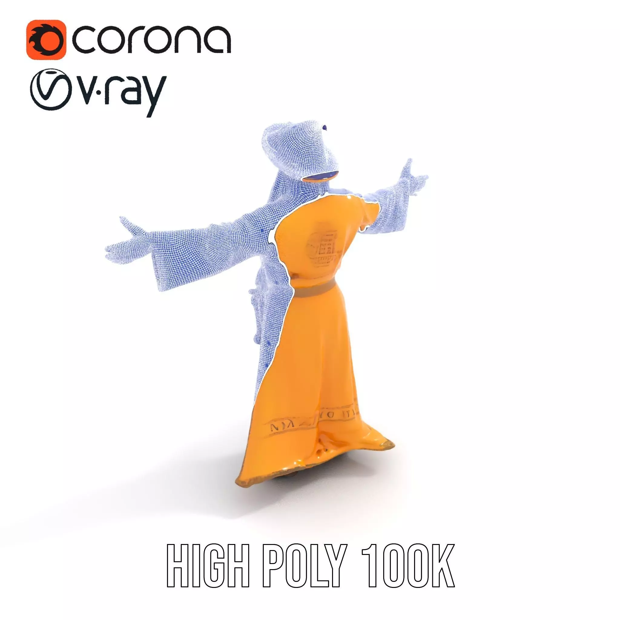 Wizard Character Model Pack with Vibrant Yellow Robe Low-poly 3D model_29