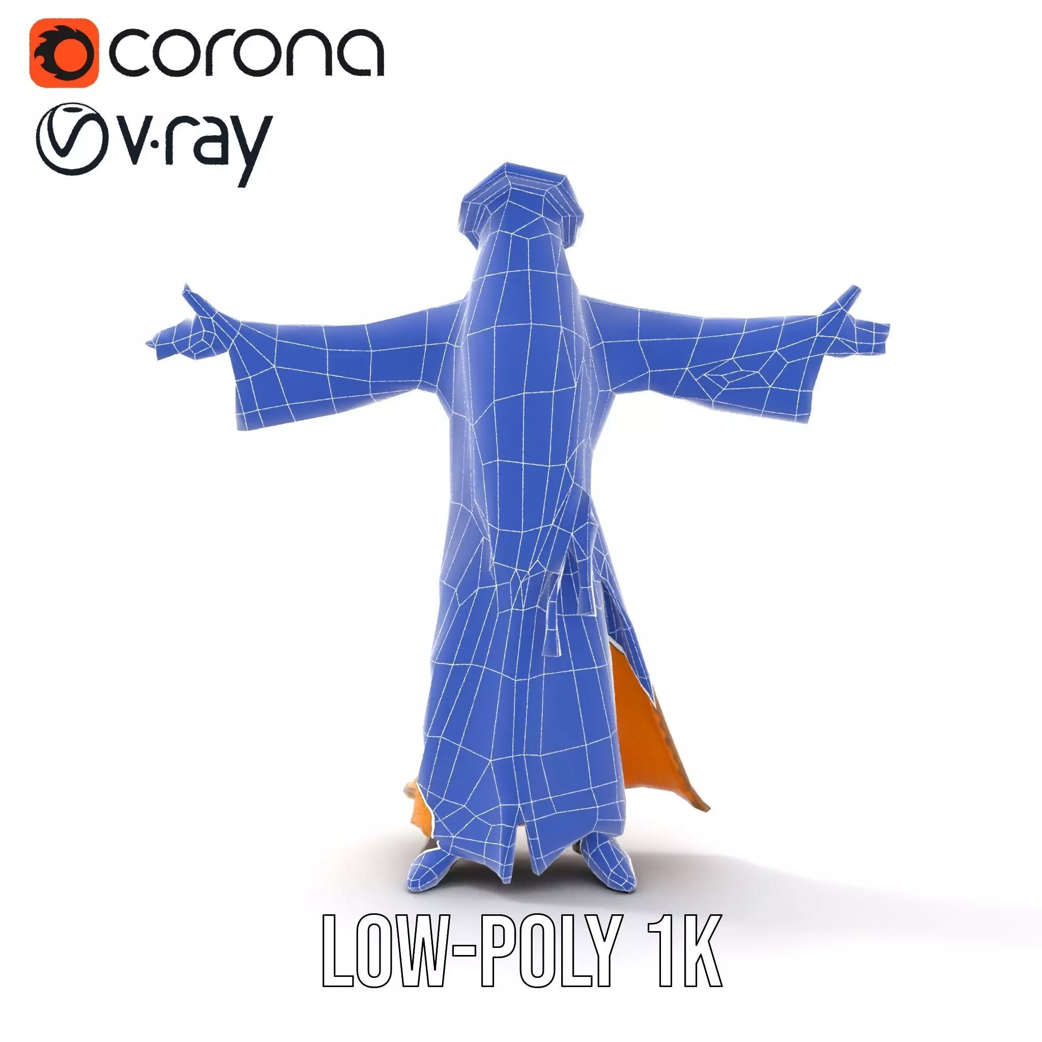 Wizard Character Model Pack with Vibrant Yellow Robe Low-poly 3D model_15