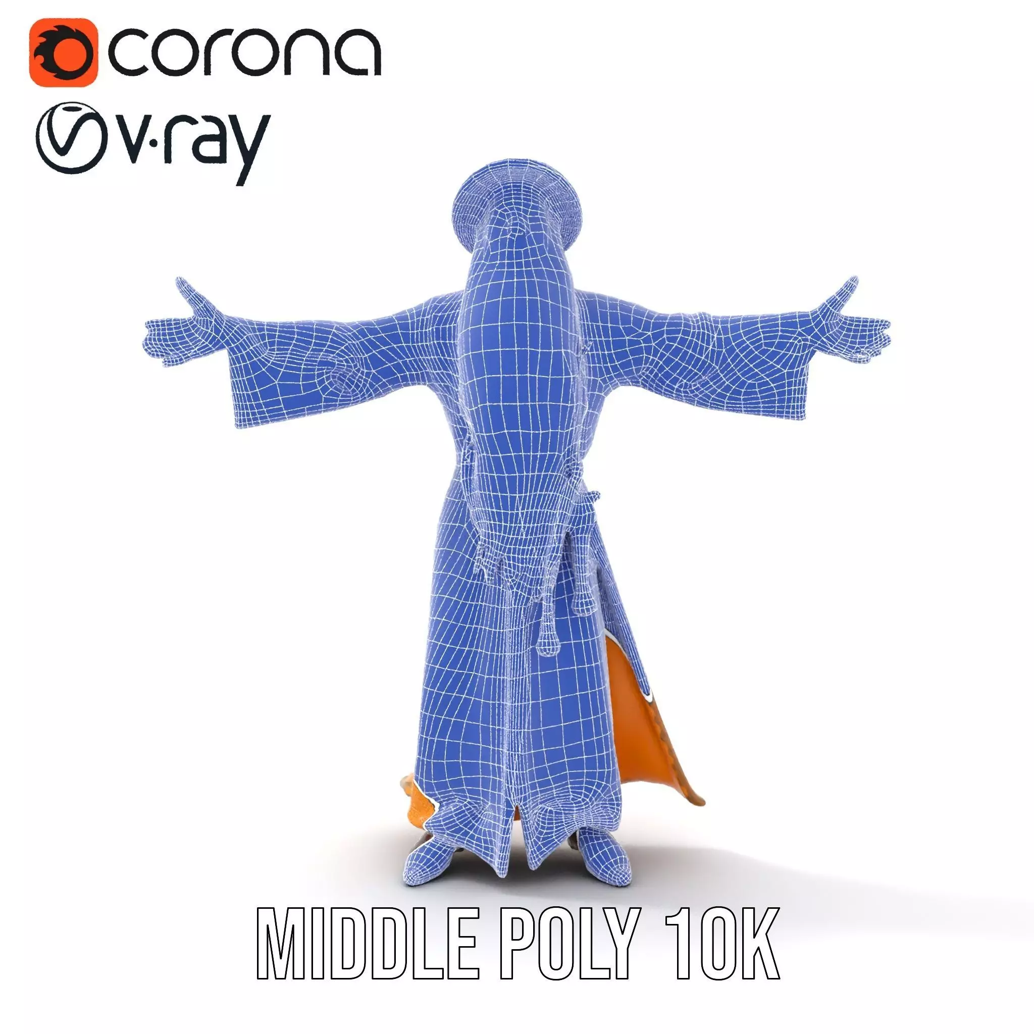 Wizard Character Model Pack with Vibrant Yellow Robe Low-poly 3D model_27