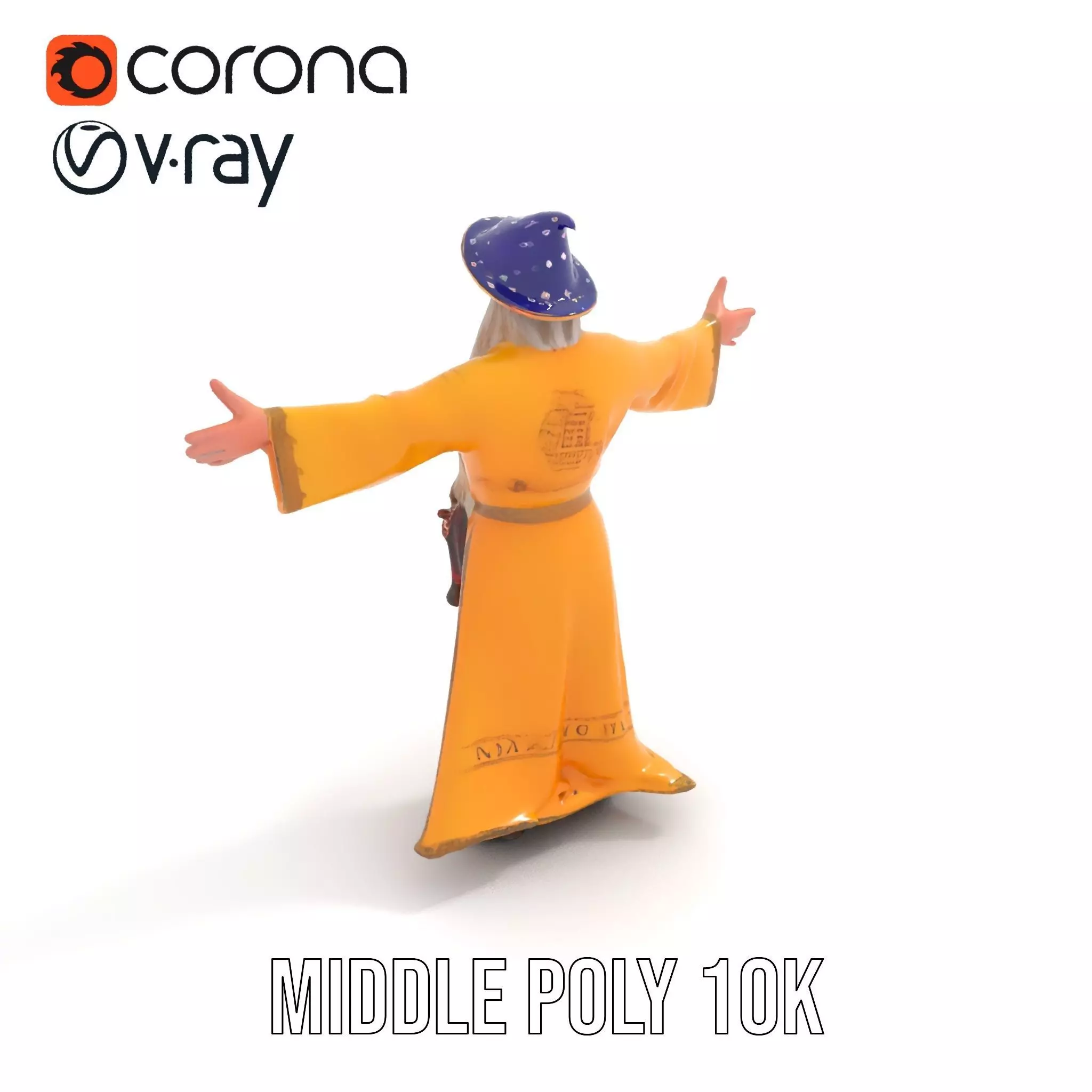 Wizard Character Model Pack with Vibrant Yellow Robe Low-poly 3D model_7